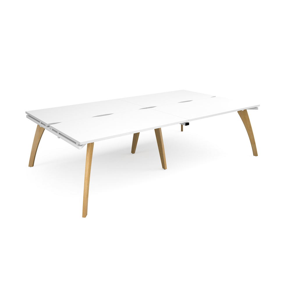 Picture of Fuze double back to back desks 2800mm x 1600mm with oak legs - white underframe, white top