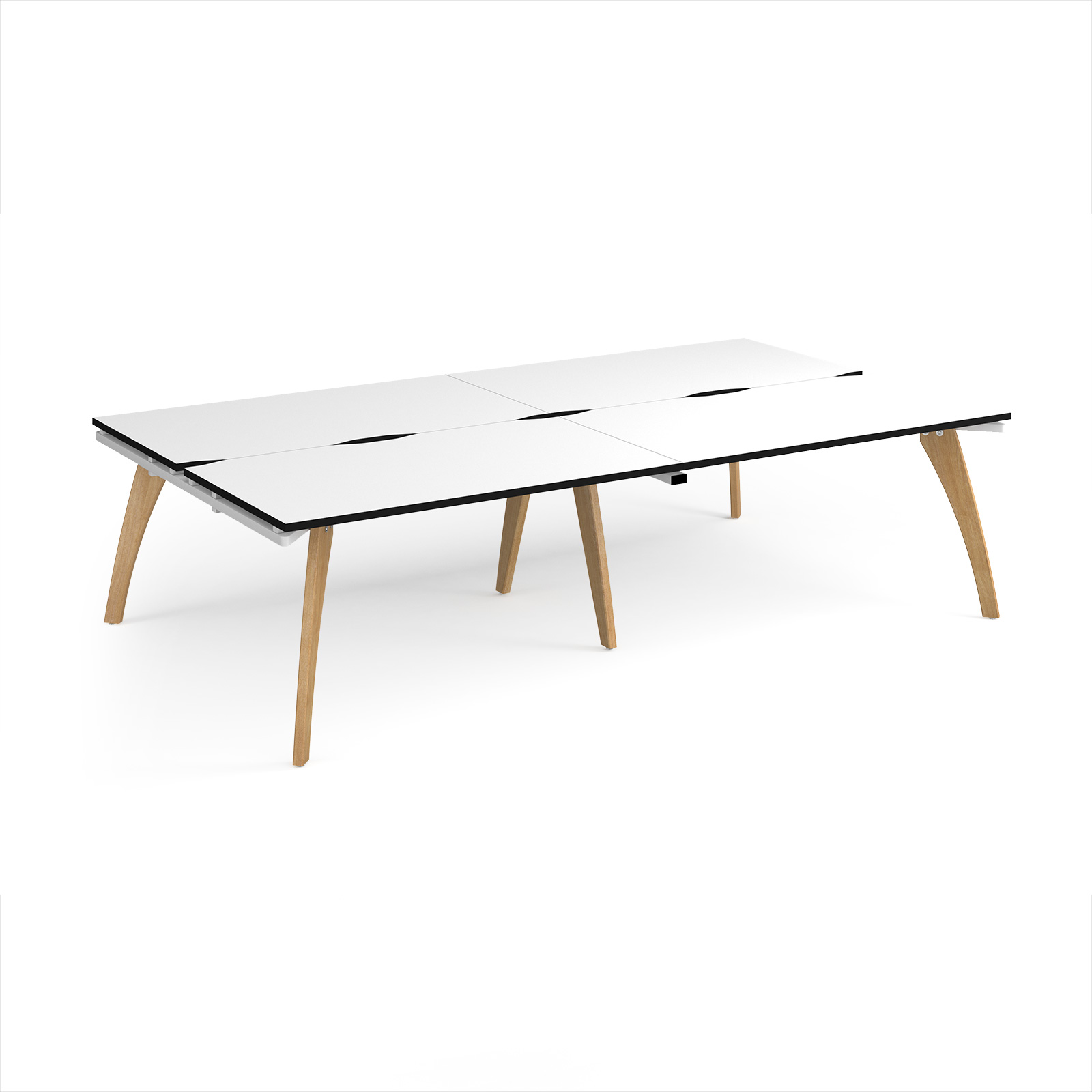 Picture of Fuze double back to back desks 2800mm x 1600mm with oak legs - white underframe, White Top, black edge