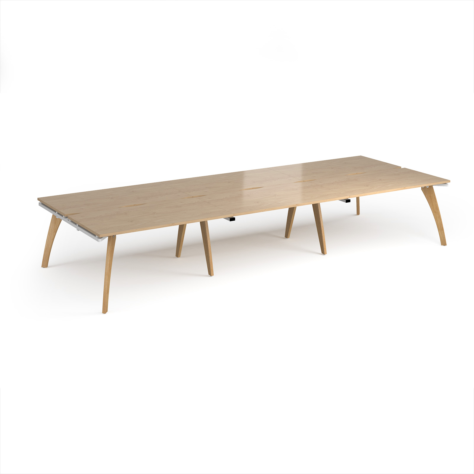 Picture of Fuze triple back to back desks 4200mm x 1600mm with oak legs - white underframe, Kendal Oak Top