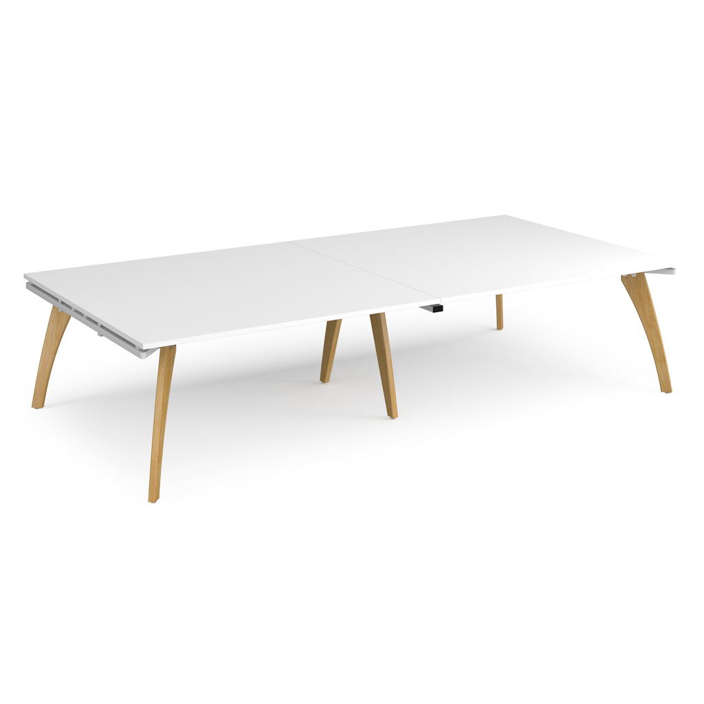 Picture of Fuze rectangular boardroom table 3200mm x 1600mm with oak legs - white underframe, white top