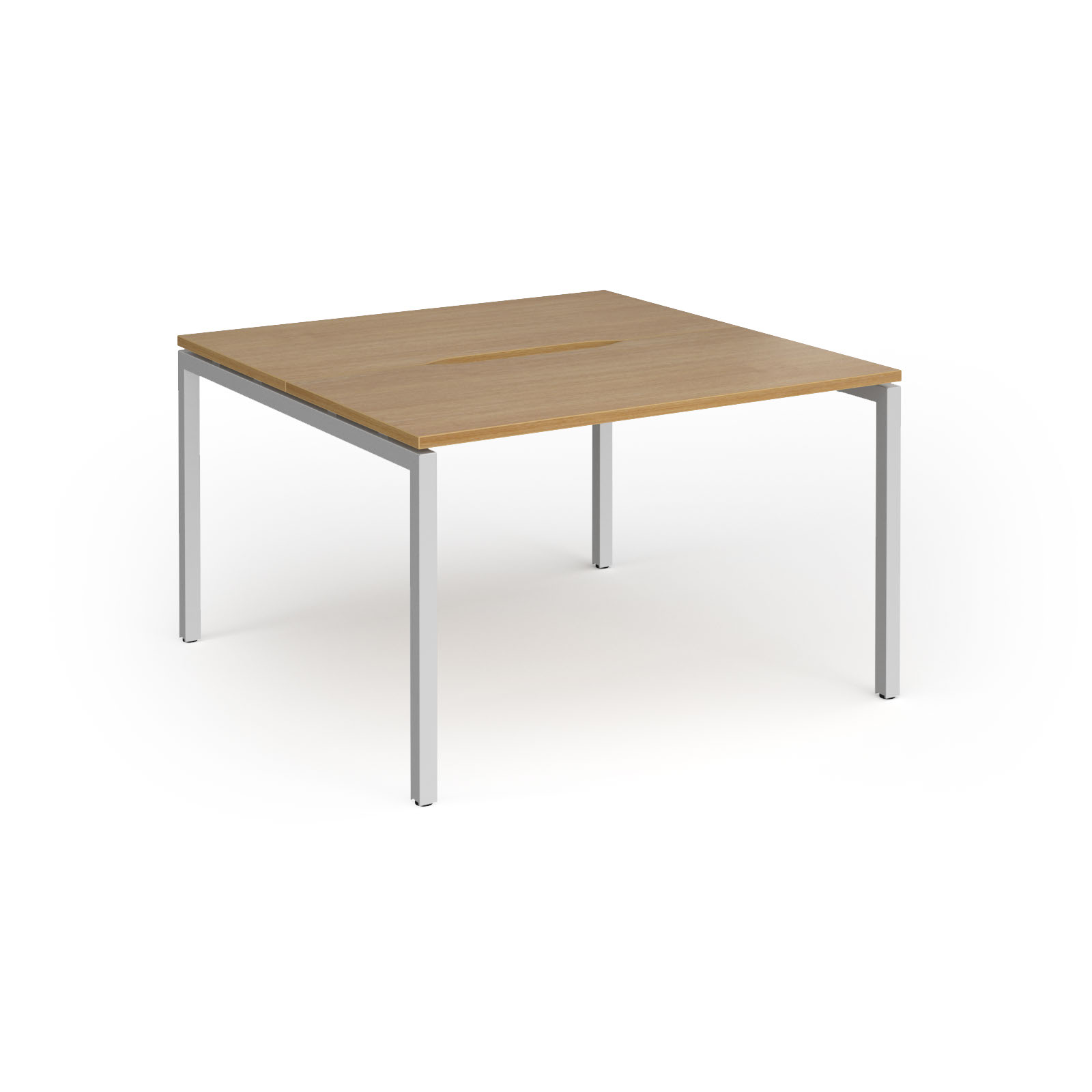 Picture of Connex Goal-Post 1200 x 1200 x 725mm Back to Back Desk ( 2 x 1200mm ) - Silver Frame / Oak Top