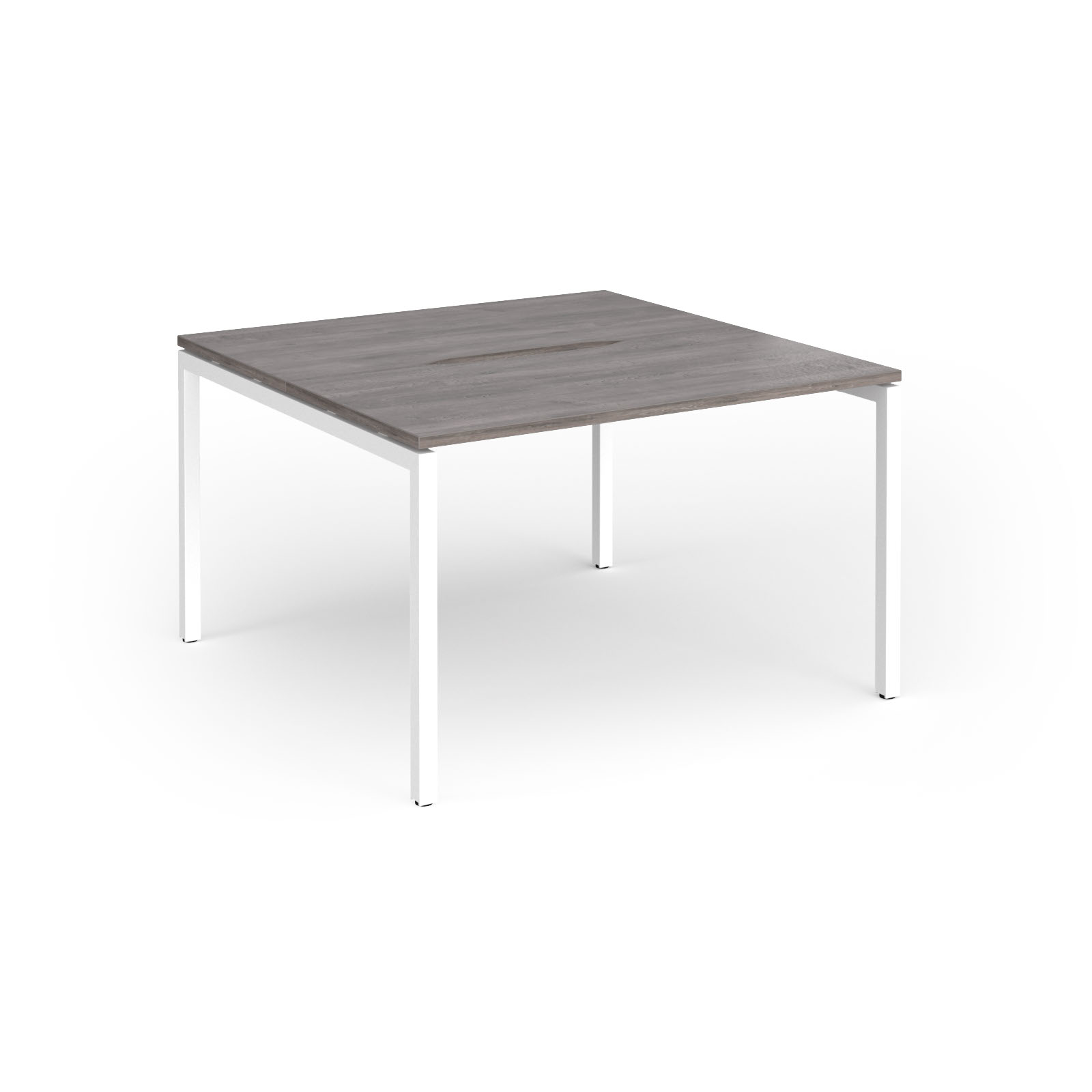 Picture of Connex Goal-Post 1200 x 1200 x 725mm Back to Back Desk ( 2 x 1200mm ) - White Frame / Grey Oak Top