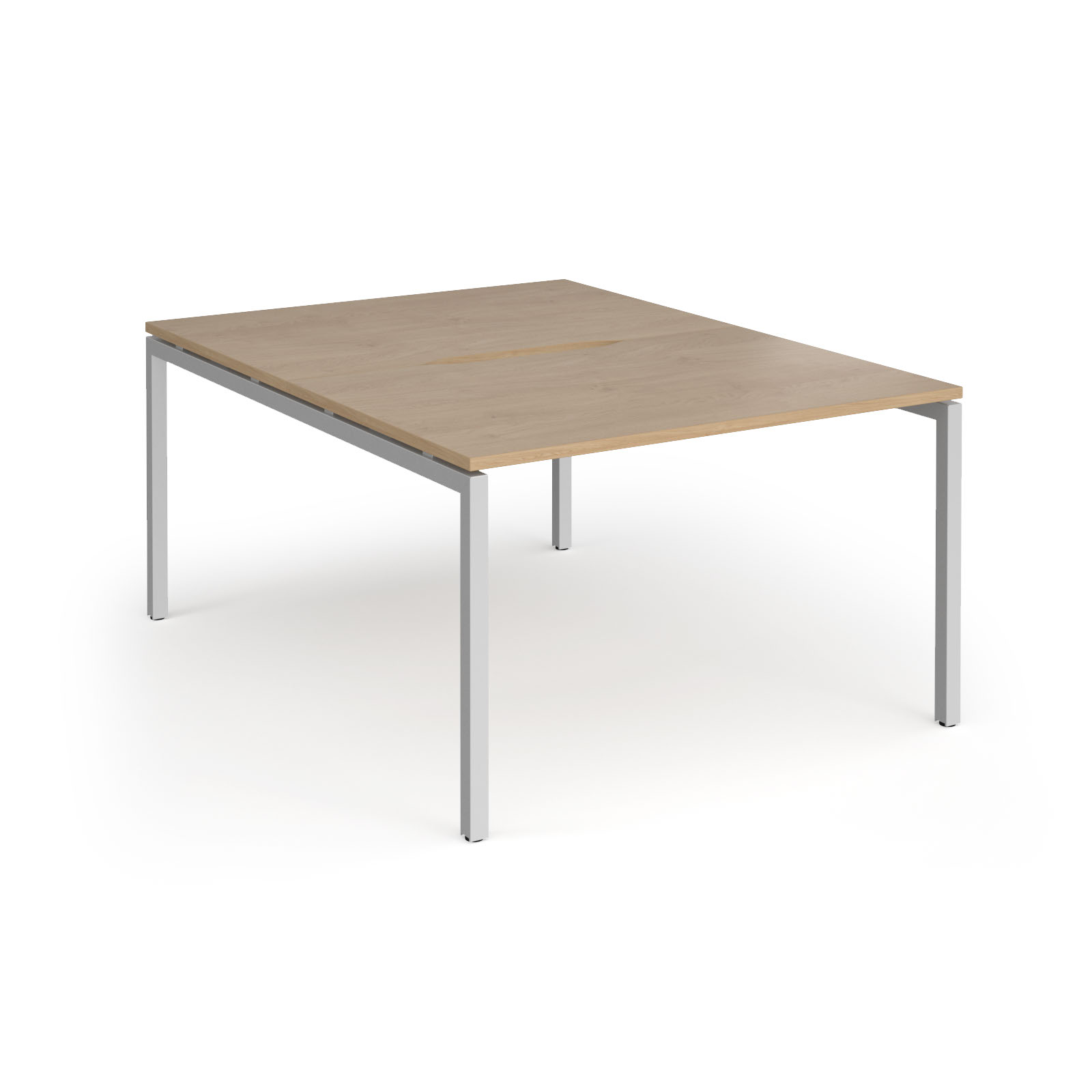 Picture of Connex Goal-Post 1200 x 1600 x 725mm Back to Back Desk ( 2 x 1200mm ) - Silver Frame / Kendal Oak Top