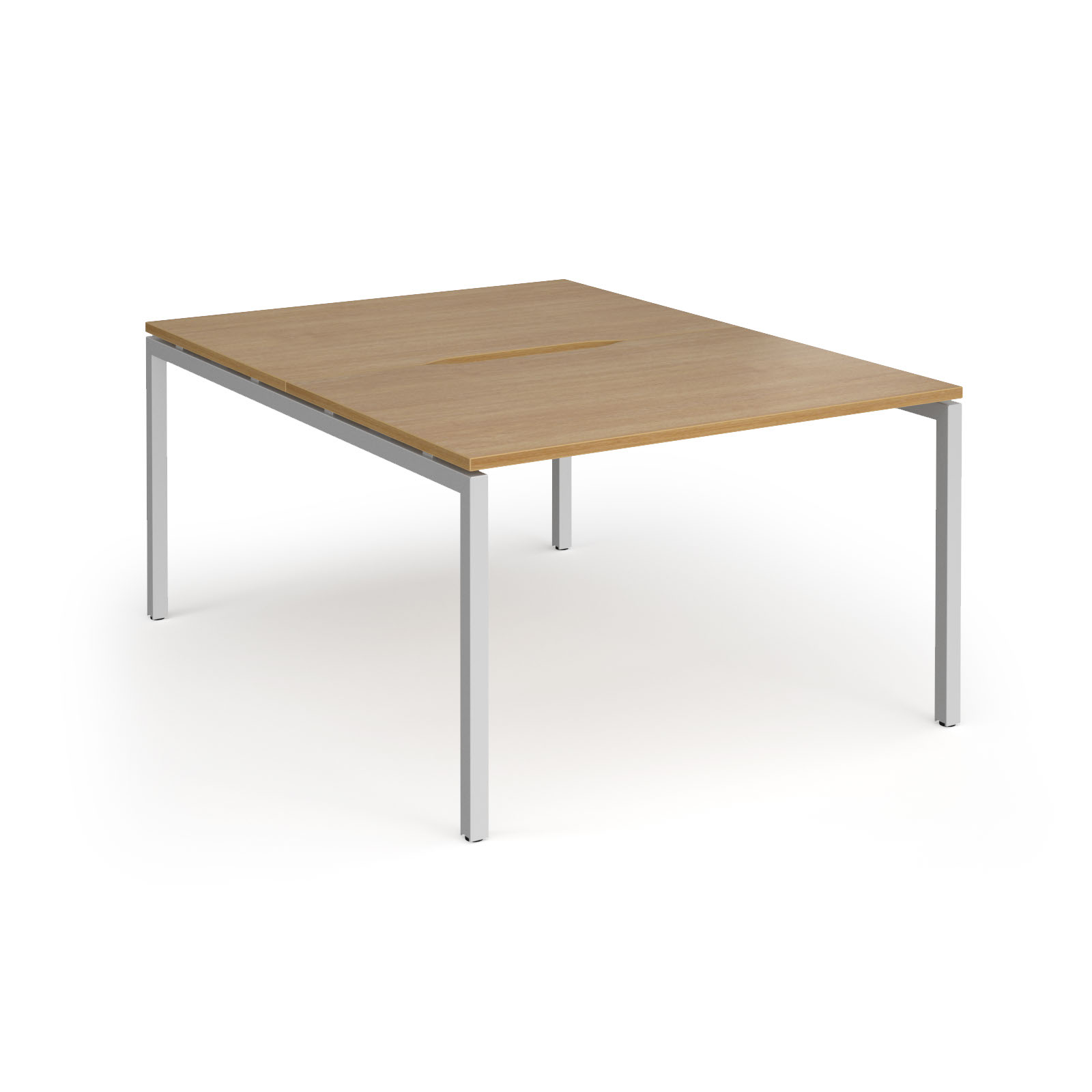 Picture of Connex Goal-Post 1200 x 1600 x 725mm Back to Back Desk ( 2 x 1200mm ) - Silver Frame / Oak Top