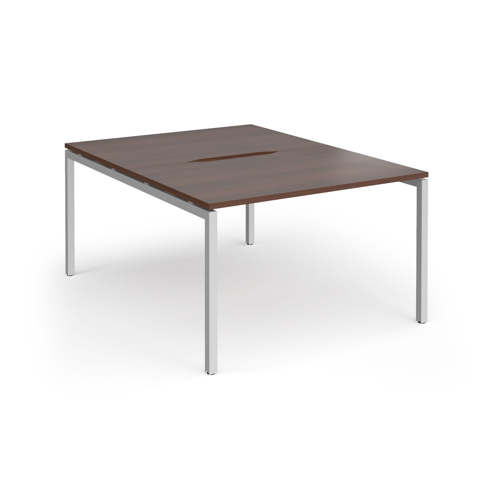 Picture of Connex Goal-Post 1200 x 1600 x 725mm Back to Back Desk ( 2 x 1200mm ) - Silver Frame / Walnut Top