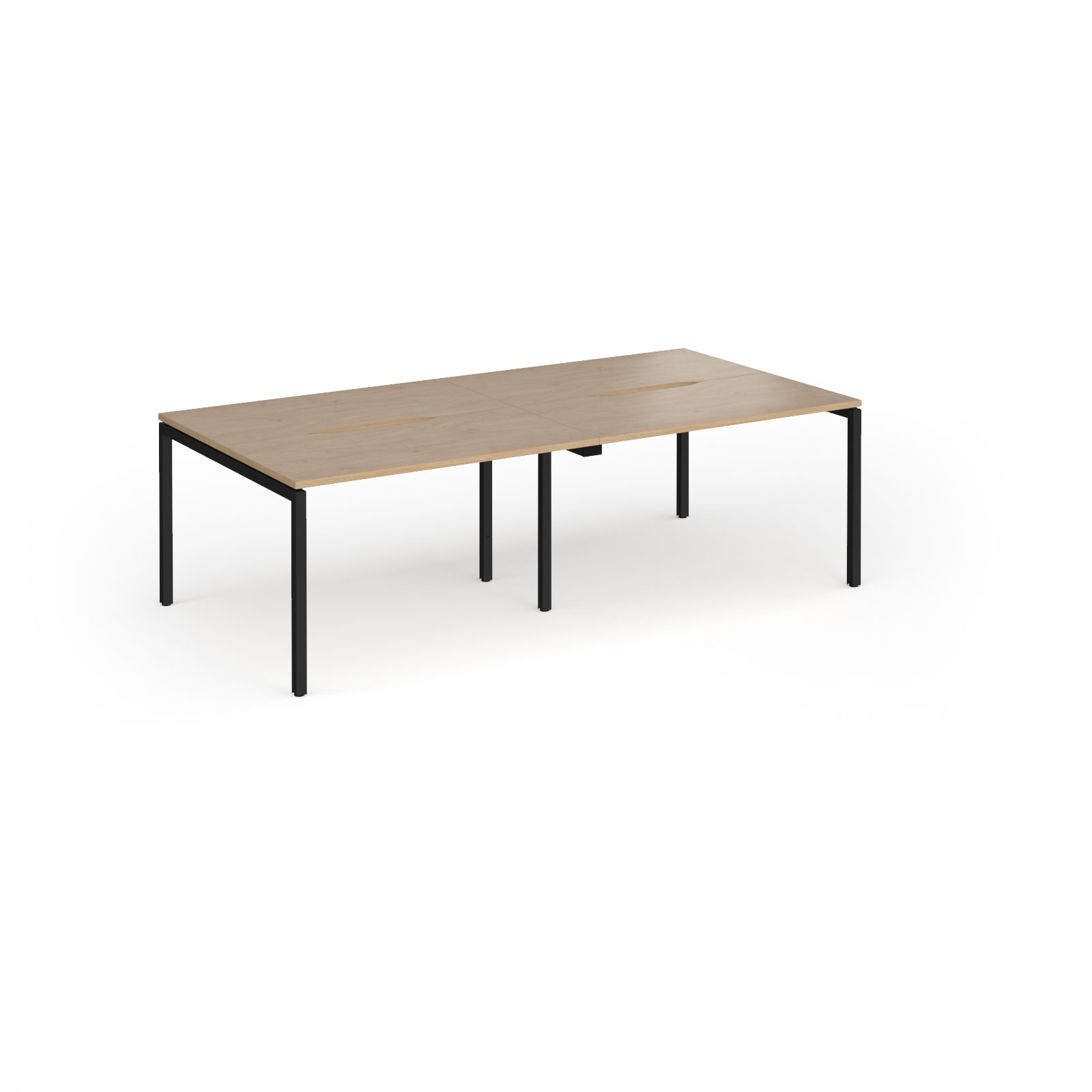 Picture of Connex Goal-Post 2400 x 1200 x 725mm Back to Back Desk ( 4 x 1200mm ) - Black Frame / Kendal Oak Top