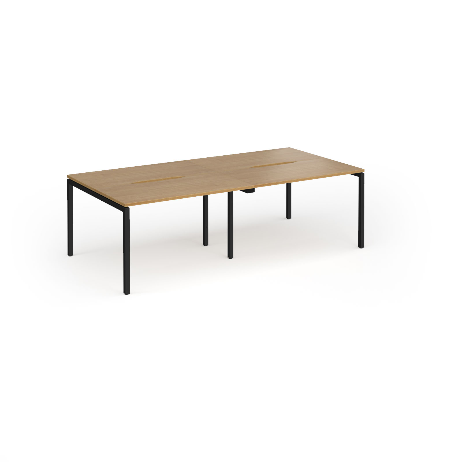Picture of Connex Goal-Post 2400 x 1200 x 725mm Back to Back Desk ( 4 x 1200mm ) - Black Frame / Oak Top
