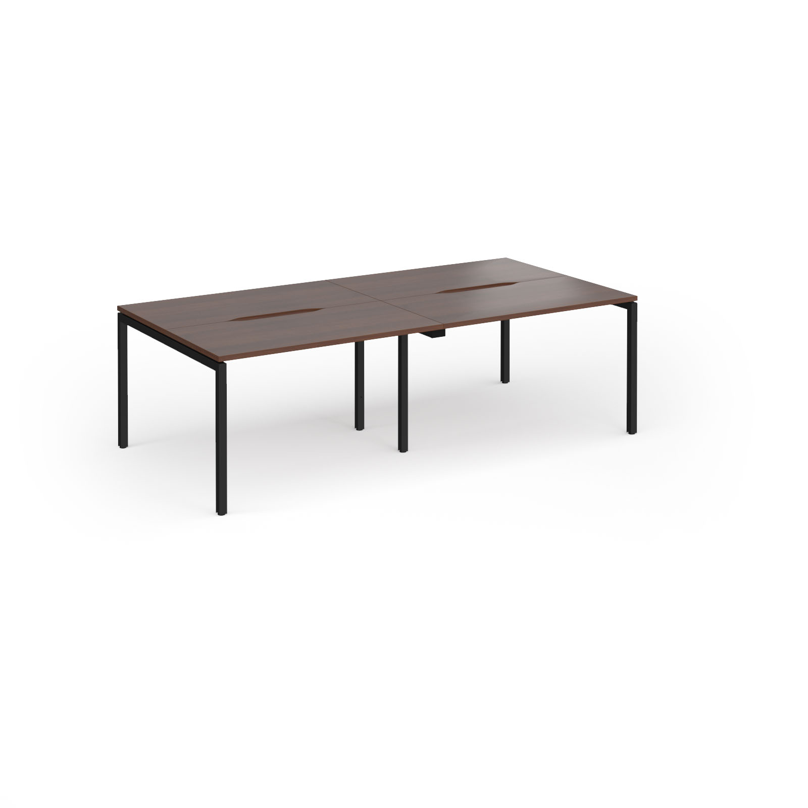 Picture of Connex Goal-Post 2400 x 1200 x 725mm Back to Back Desk ( 4 x 1200mm ) - Black Frame / Walnut Top