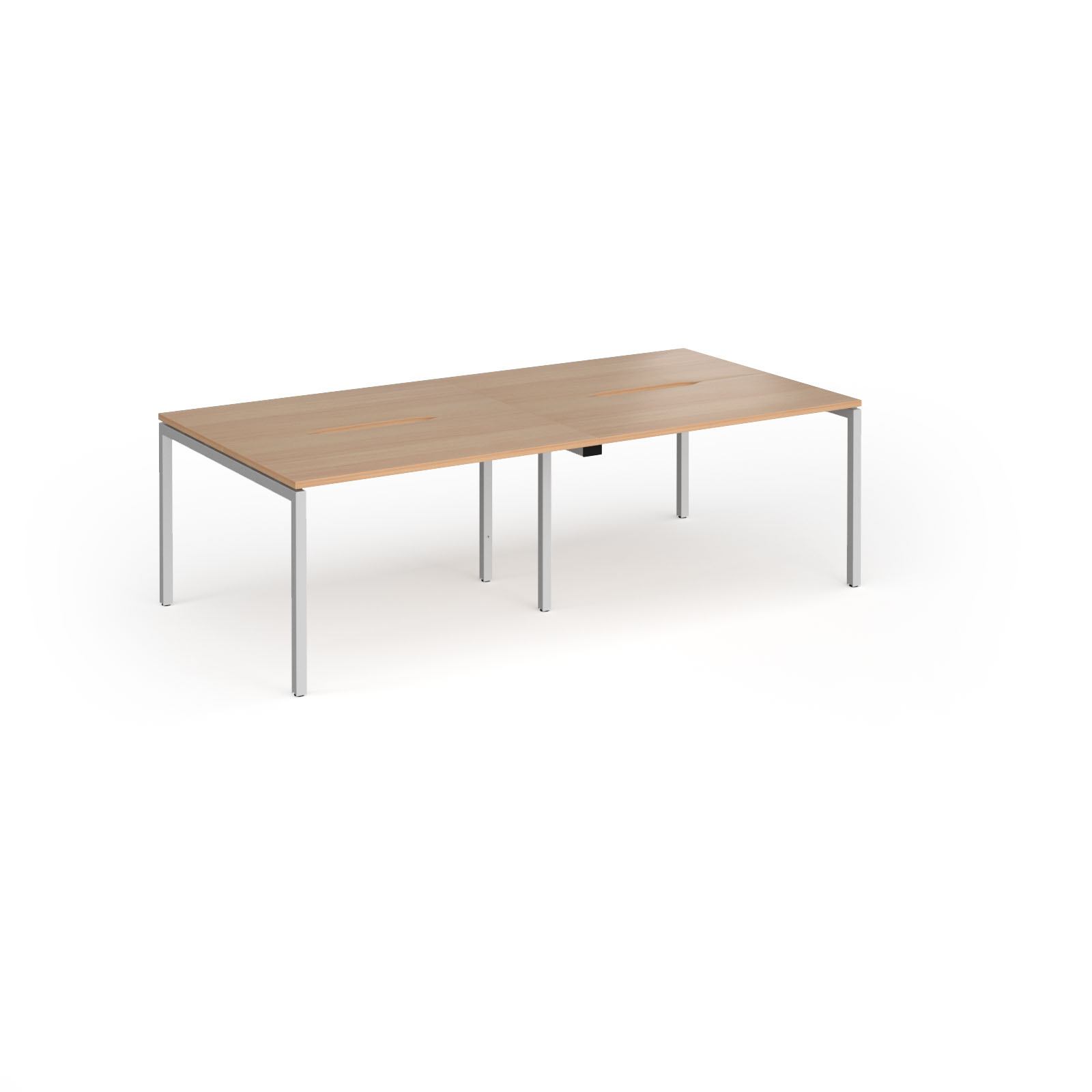 Picture of Connex Goal-Post 2400 x 1200 x 725mm Back to Back Desk ( 4 x 1200mm ) - Silver Frame / Beech Top