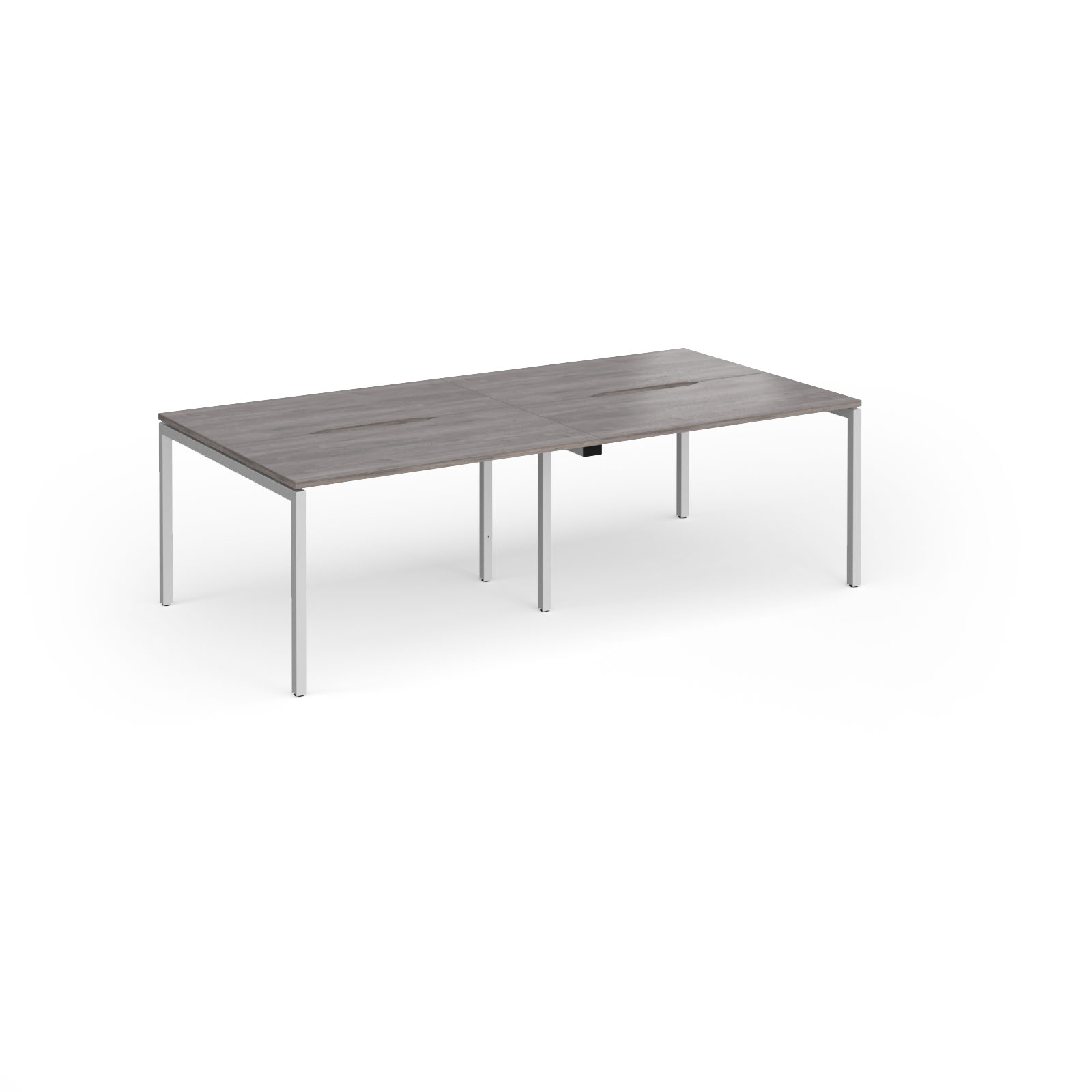 Picture of Connex Goal-Post 2400 x 1200 x 725mm Back to Back Desk ( 4 x 1200mm ) - Silver Frame / Grey Oak Top