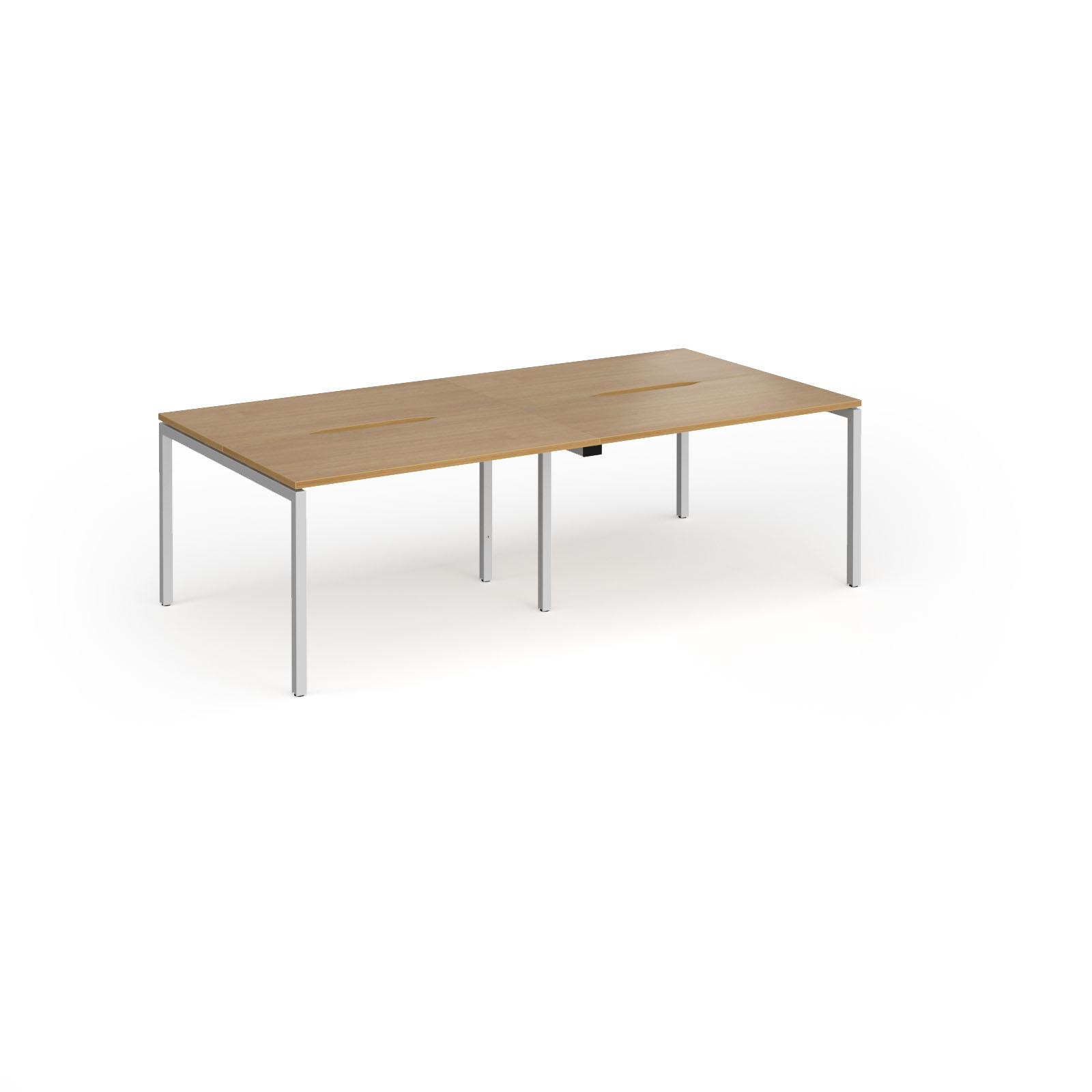Picture of Connex Goal-Post 2400 x 1200 x 725mm Back to Back Desk ( 4 x 1200mm ) - Silver Frame / Oak Top