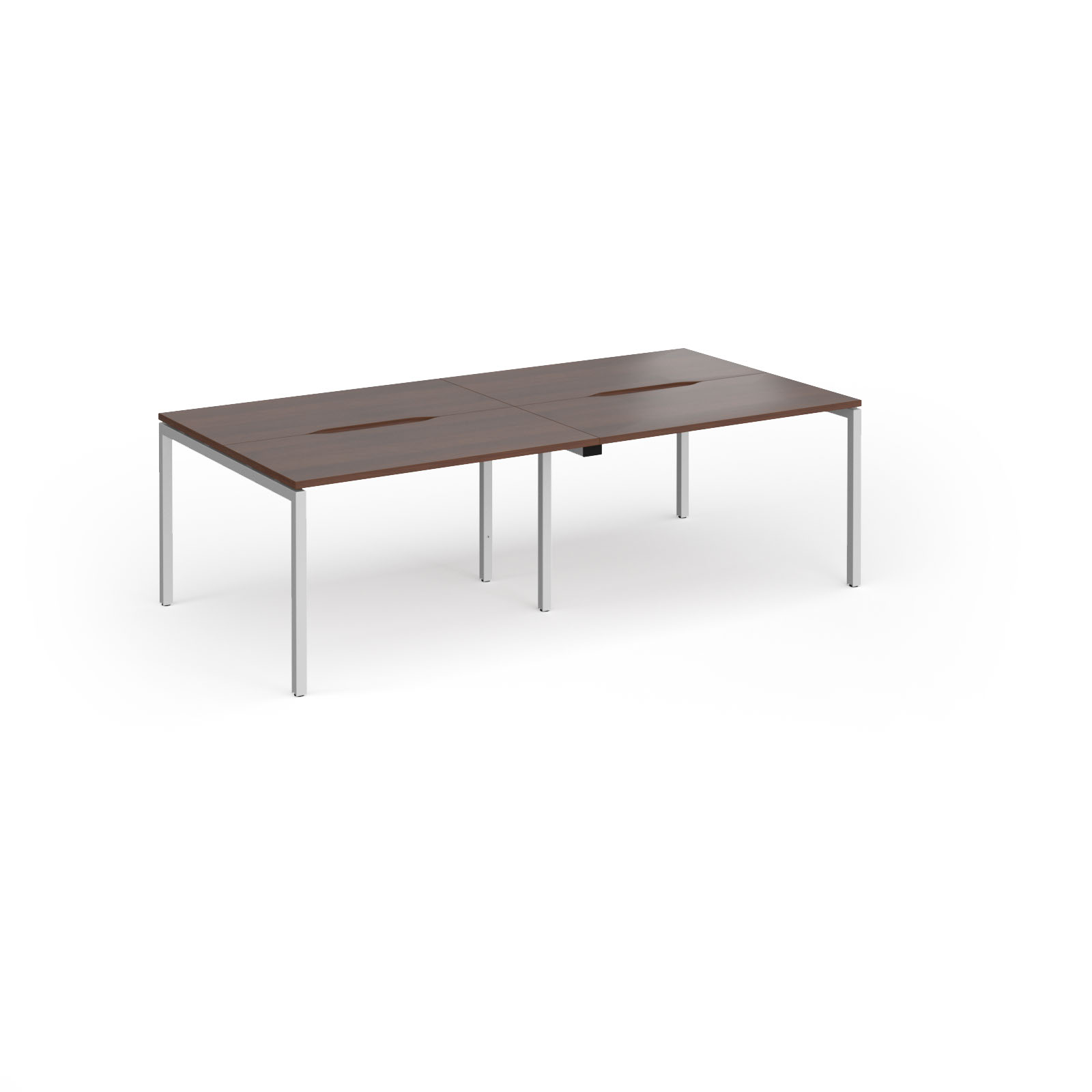 Picture of Connex Goal-Post 2400 x 1200 x 725mm Back to Back Desk ( 4 x 1200mm ) - Silver Frame / Walnut Top