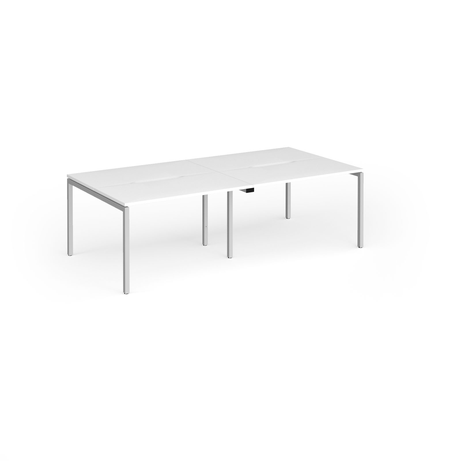 Picture of Connex Goal-Post 2400 x 1200 x 725mm Back to Back Desk ( 4 x 1200mm ) - Silver Frame / White Top