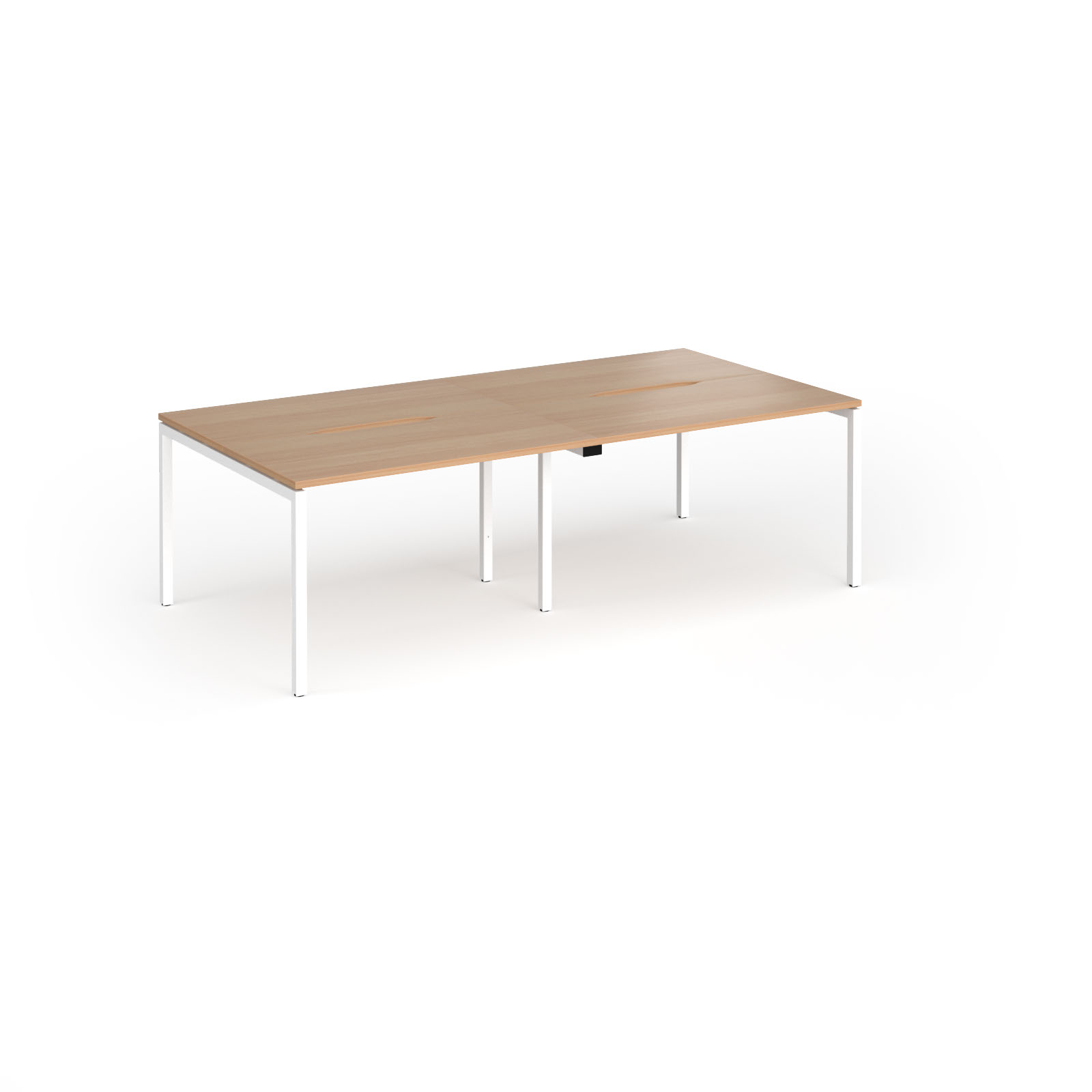 Picture of Connex Goal-Post 2400 x 1200 x 725mm Back to Back Desk ( 4 x 1200mm ) - White Frame / Beech Top