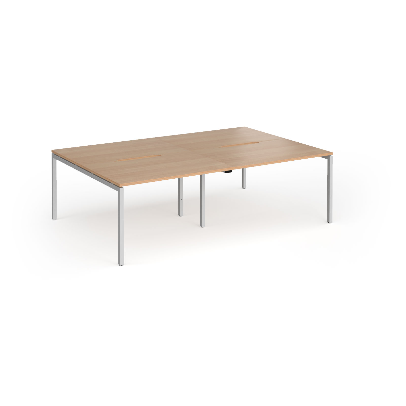 Picture of Connex Goal-Post 2400 x 1600 x 725mm Back to Back Desk ( 4 x 1200mm ) - Silver Frame / Beech Top