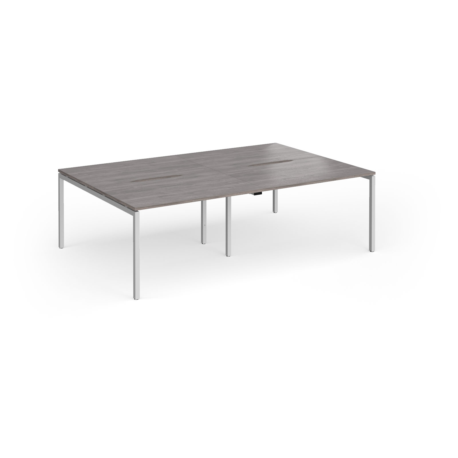 Picture of Connex Goal-Post 2400 x 1600 x 725mm Back to Back Desk ( 4 x 1200mm ) - Silver Frame / Grey Oak Top
