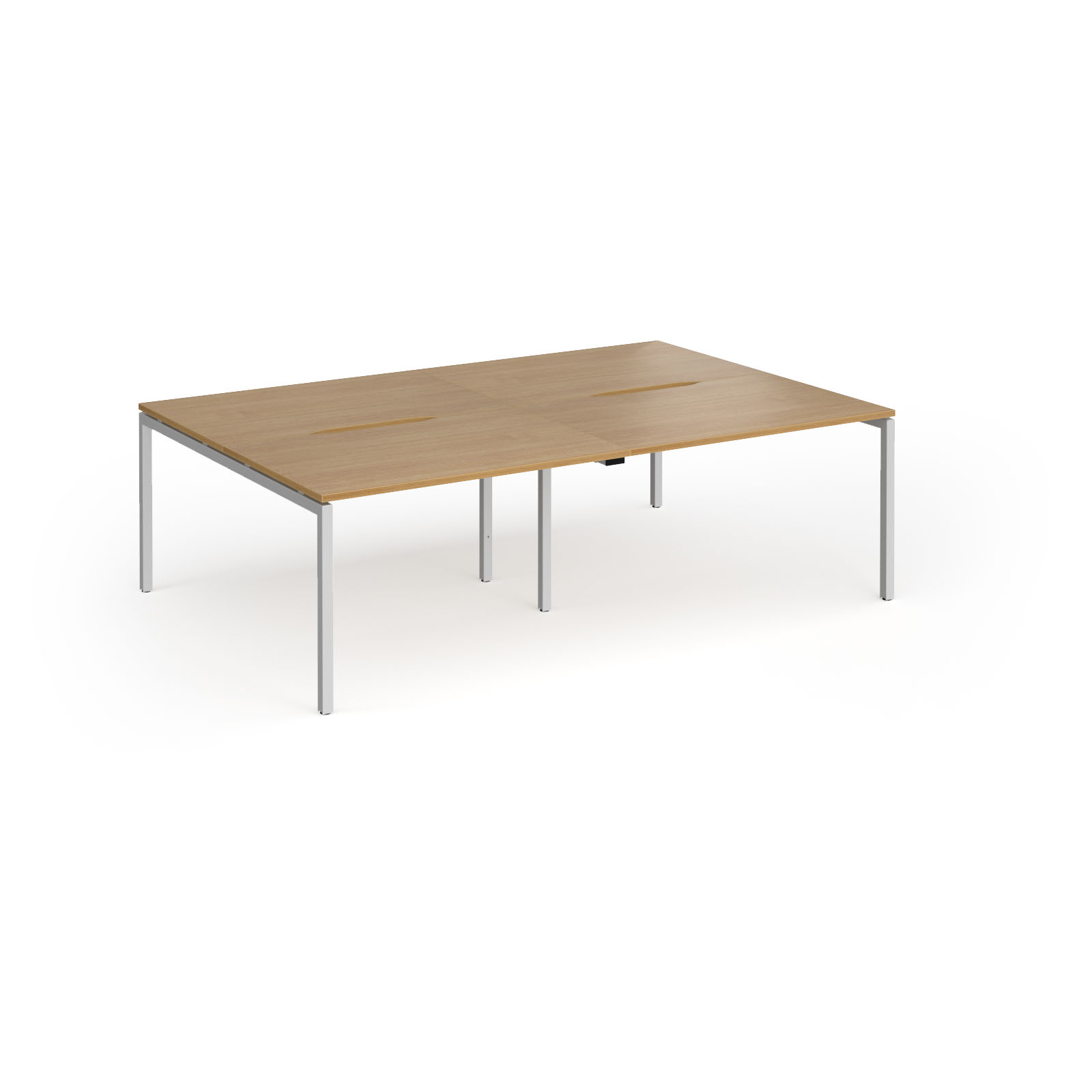 Picture of Connex Goal-Post 2400 x 1600 x 725mm Back to Back Desk ( 4 x 1200mm ) - Silver Frame / Oak Top