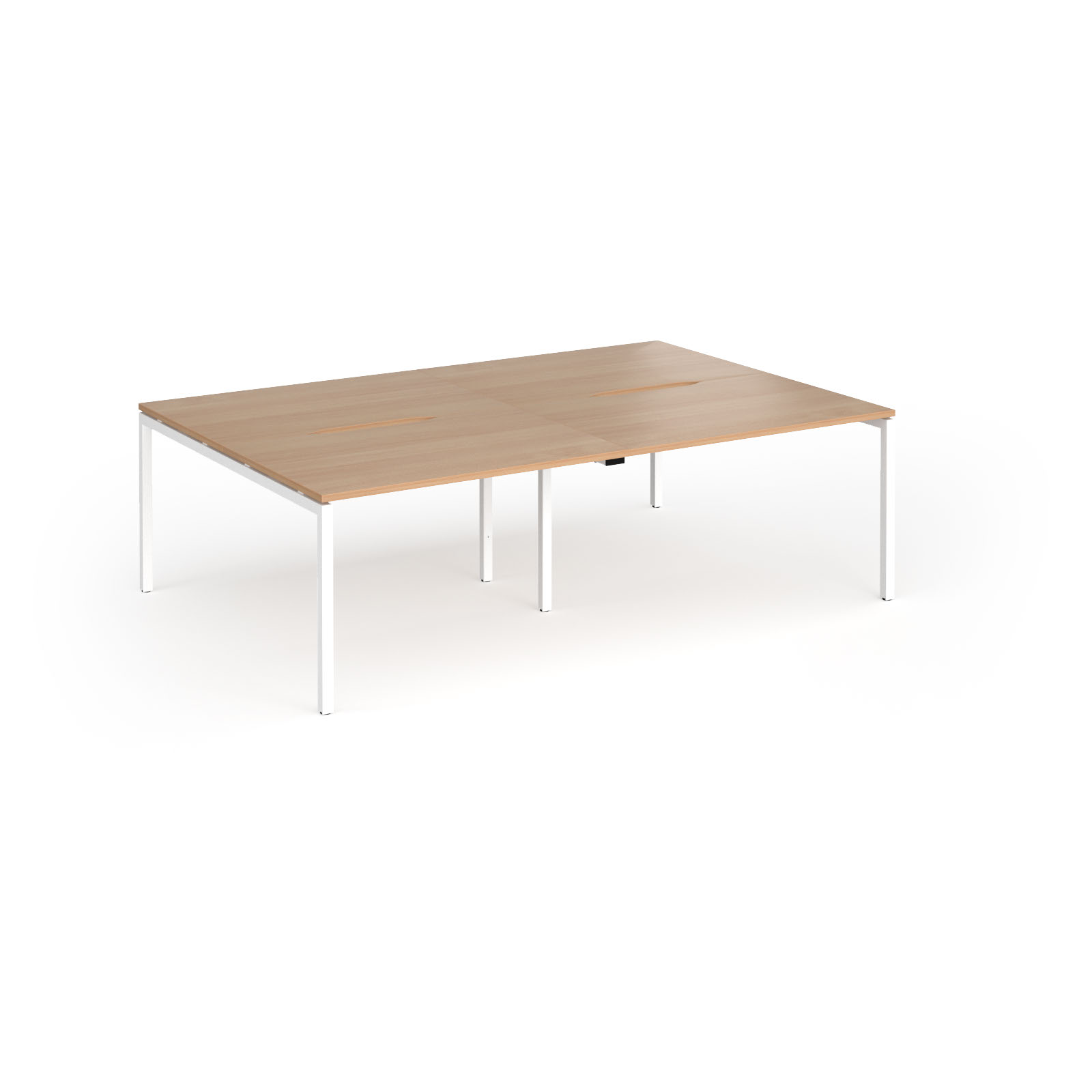 Picture of Connex Goal-Post 2400 x 1600 x 725mm Back to Back Desk ( 4 x 1200mm ) - White Frame / Beech Top