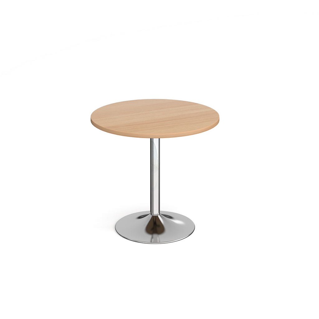 Picture of Genoa circular dining table with chrome trumpet base 800mm - beech