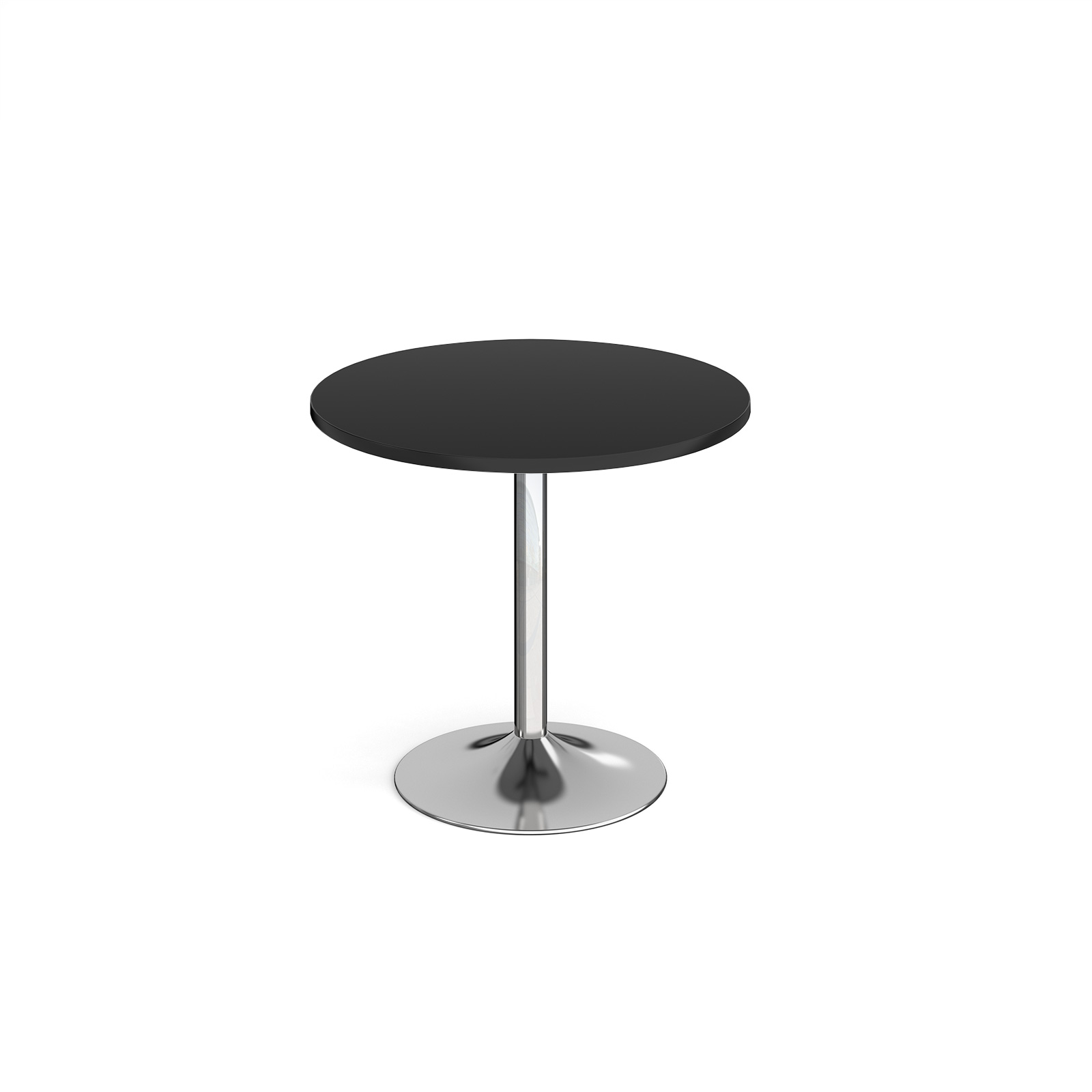 Picture of Genoa circular dining table with chrome trumpet base 800mm - Black