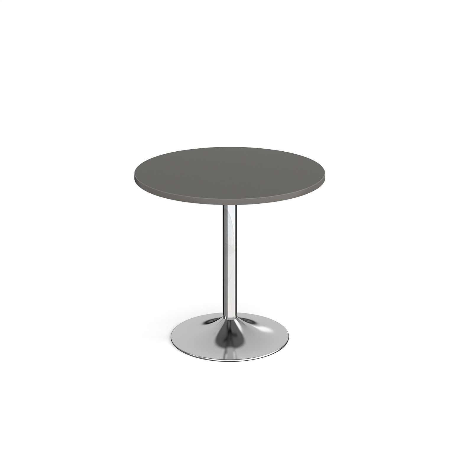 Picture of Genoa circular dining table with chrome trumpet base 800mm - Onyx Grey