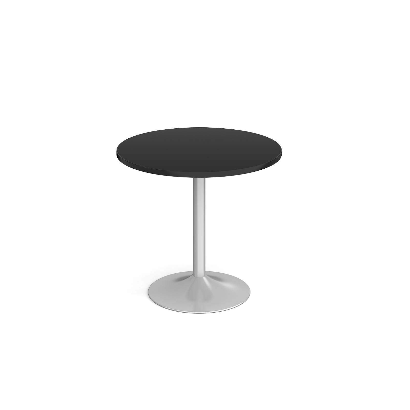 Picture of Genoa circular dining table with silver trumpet base 800mm - Black
