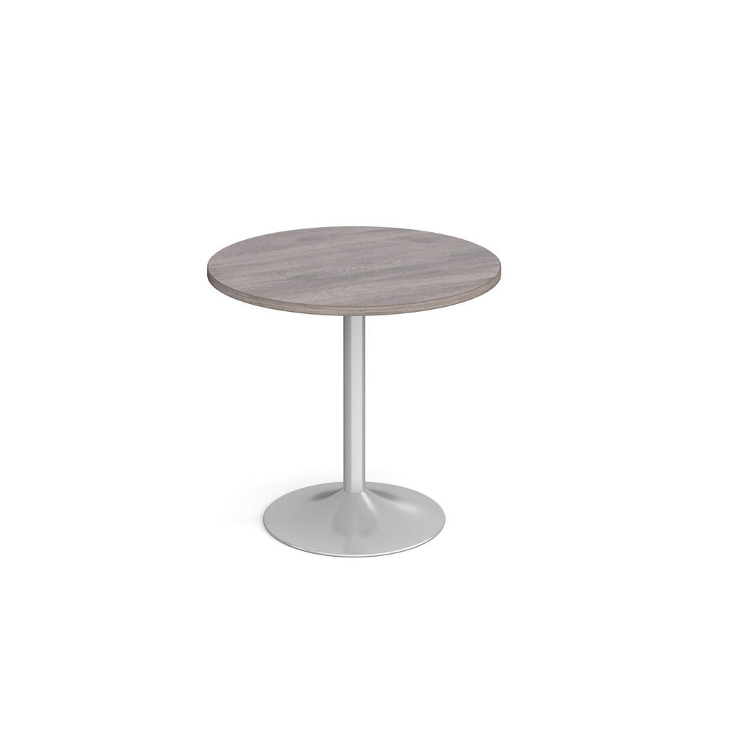 Picture of Genoa circular dining table with silver trumpet base 800mm - grey oak