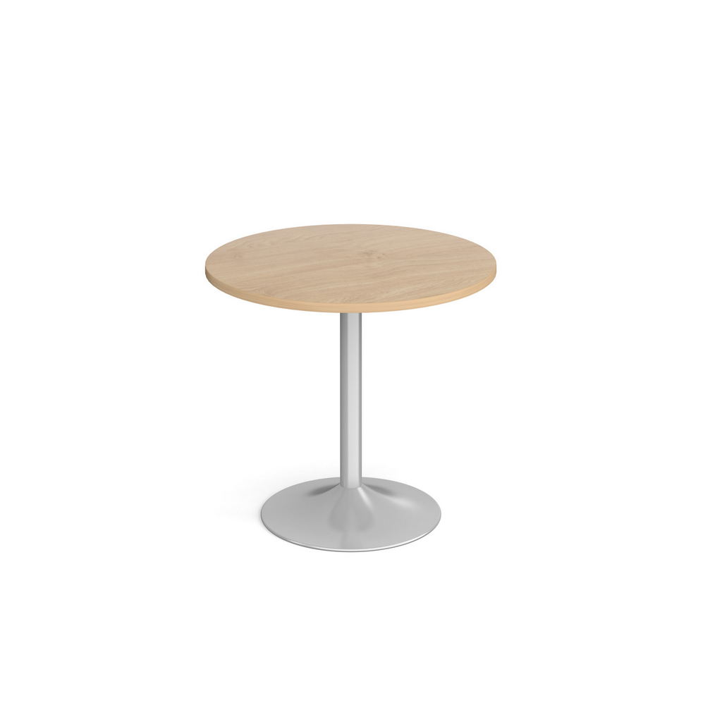 Picture of Genoa circular dining table with silver trumpet base 800mm - kendal oak