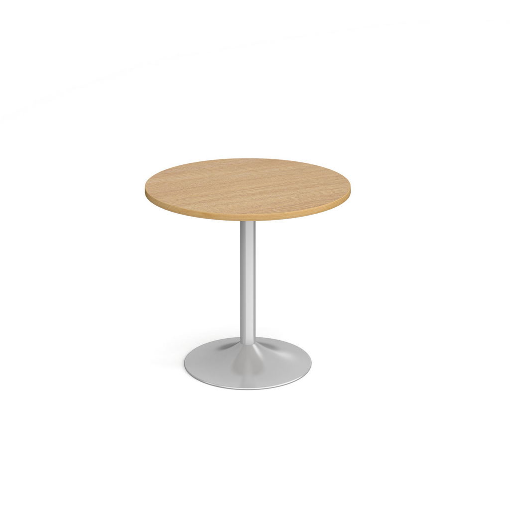Picture of Genoa circular dining table with silver trumpet base 800mm - oak