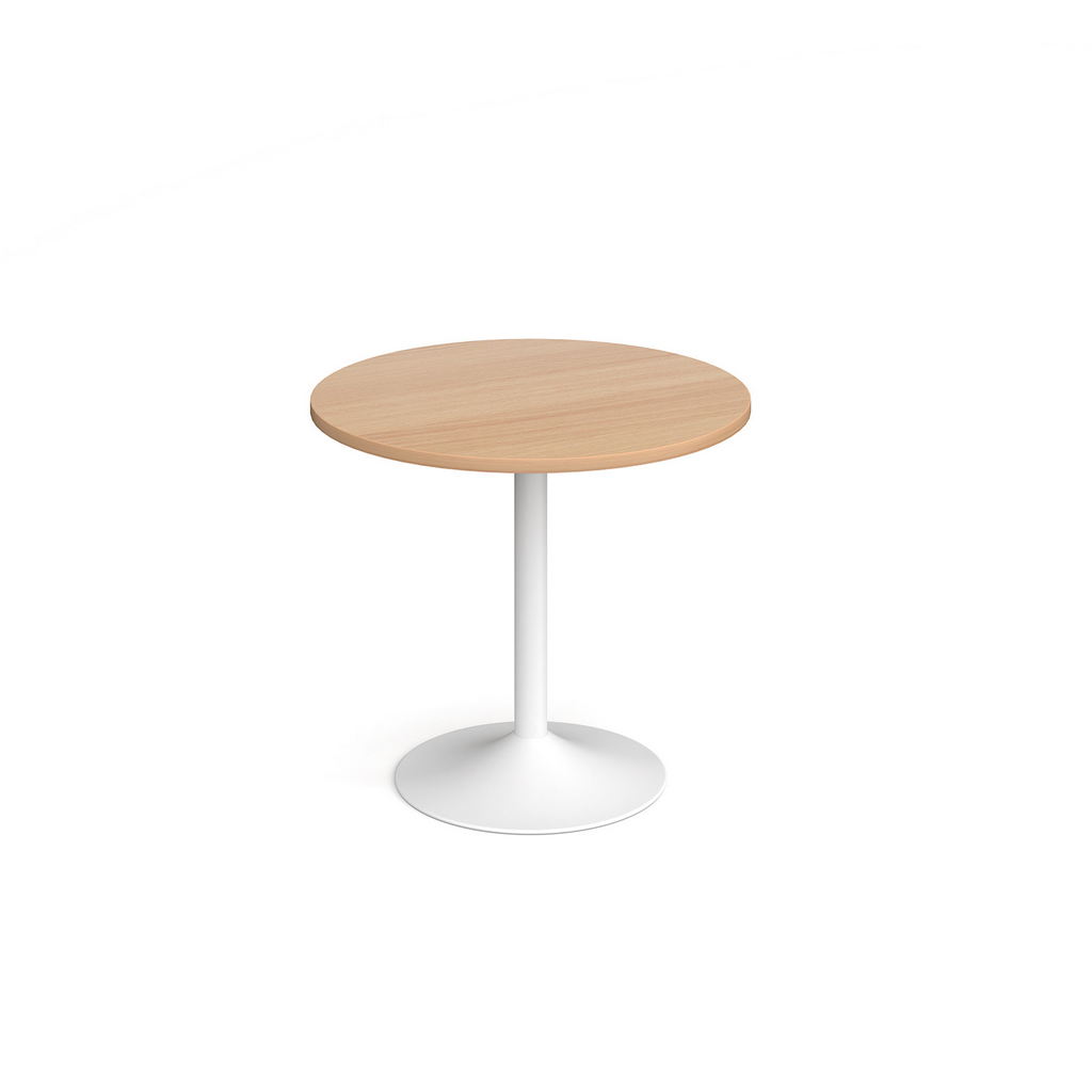 Picture of Genoa circular dining table with white trumpet base 800mm - beech