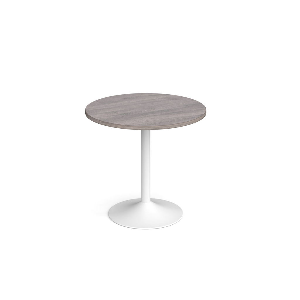 Picture of Genoa circular dining table with white trumpet base 800mm - grey oak