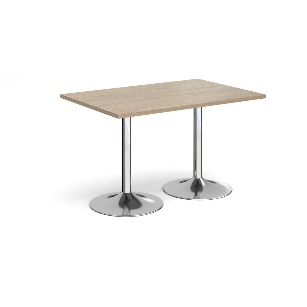 Picture of Genoa rectangular dining table with chrome trumpet base 1200mm x 800mm - barcelona walnut
