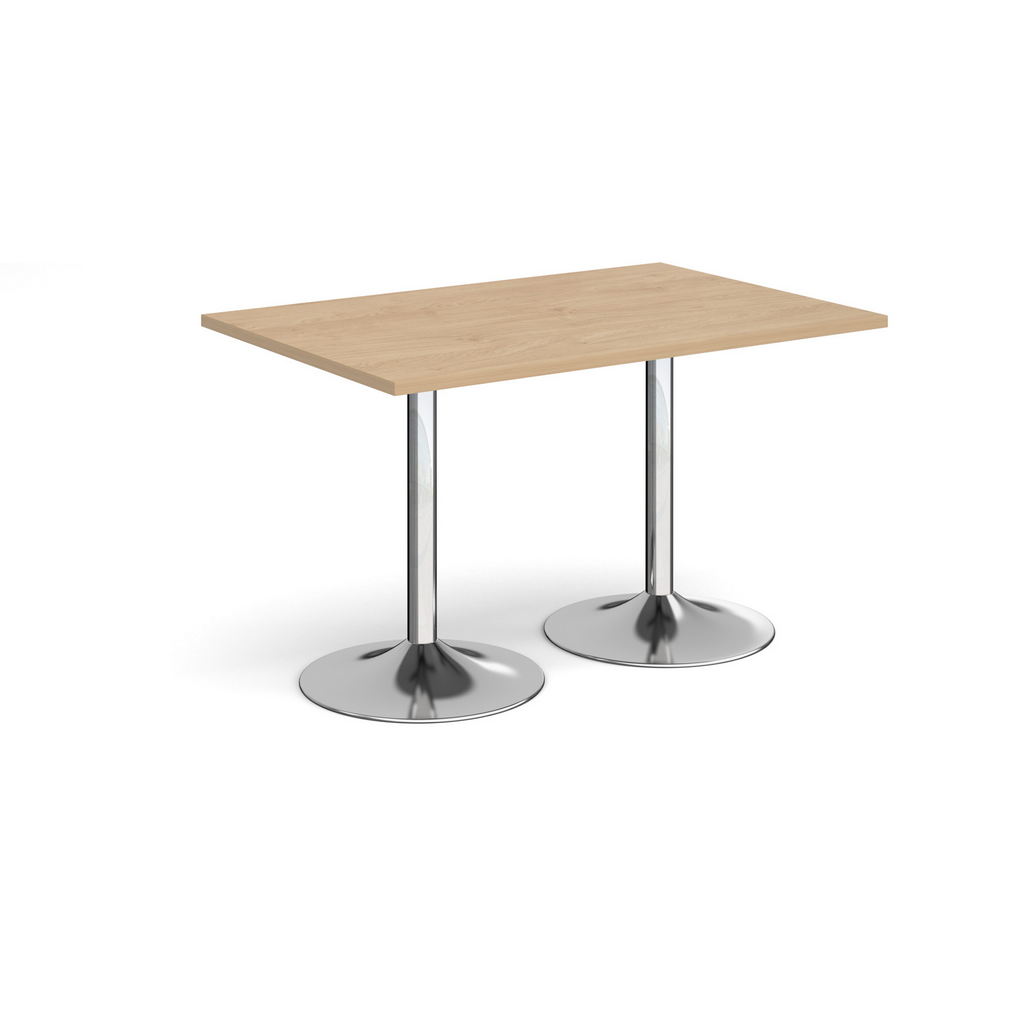 Picture of Genoa rectangular dining table with chrome trumpet base 1200mm x 800mm - kendal oak