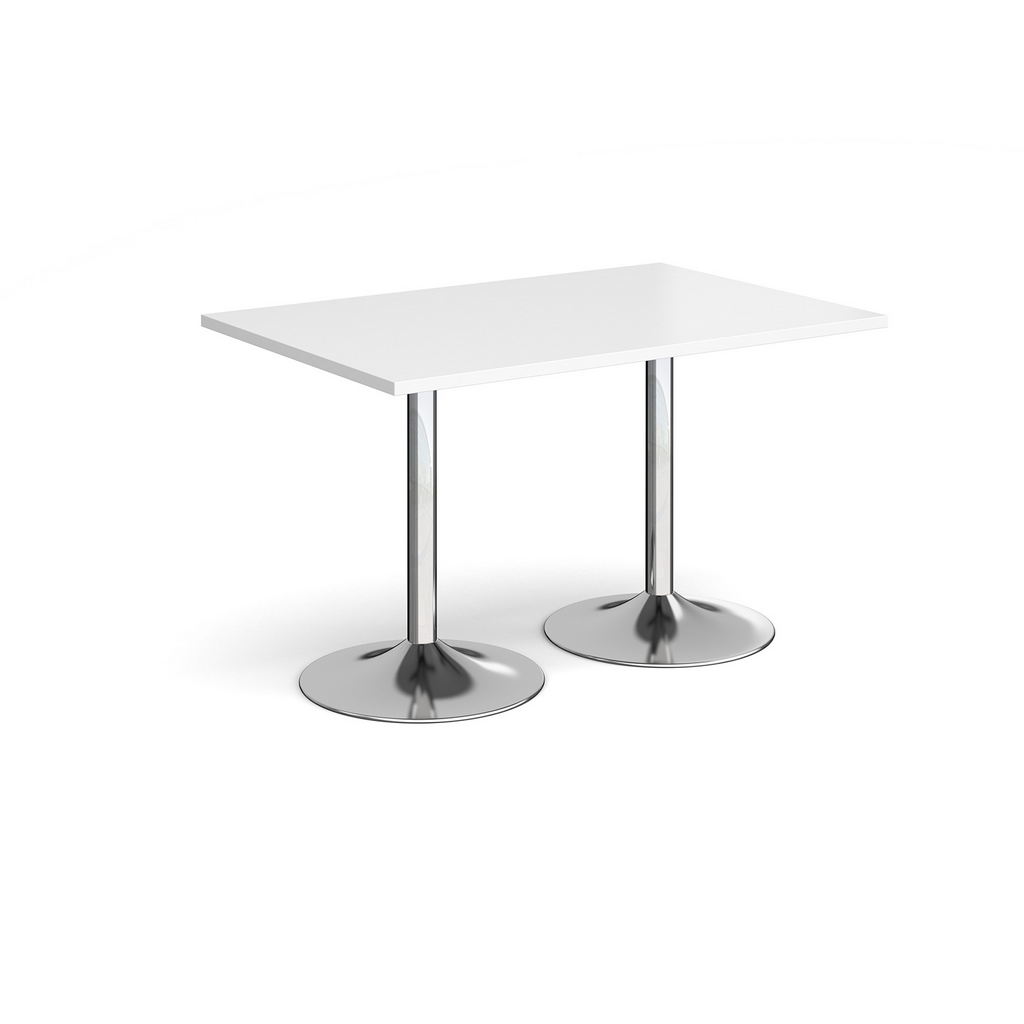 Picture of Genoa rectangular dining table with chrome trumpet base 1200mm x 800mm - white