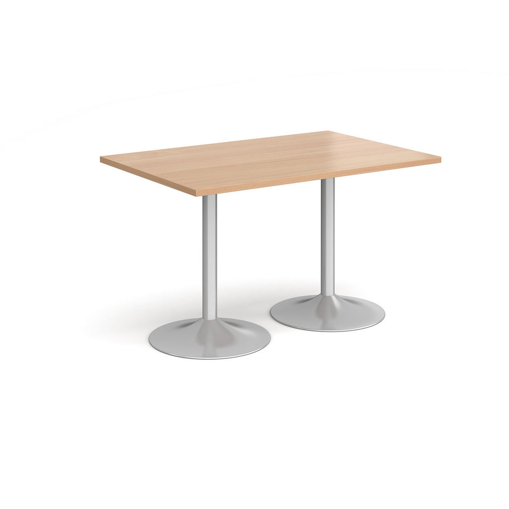 Picture of Genoa rectangular dining table with silver trumpet base 1200mm x 800mm - beech