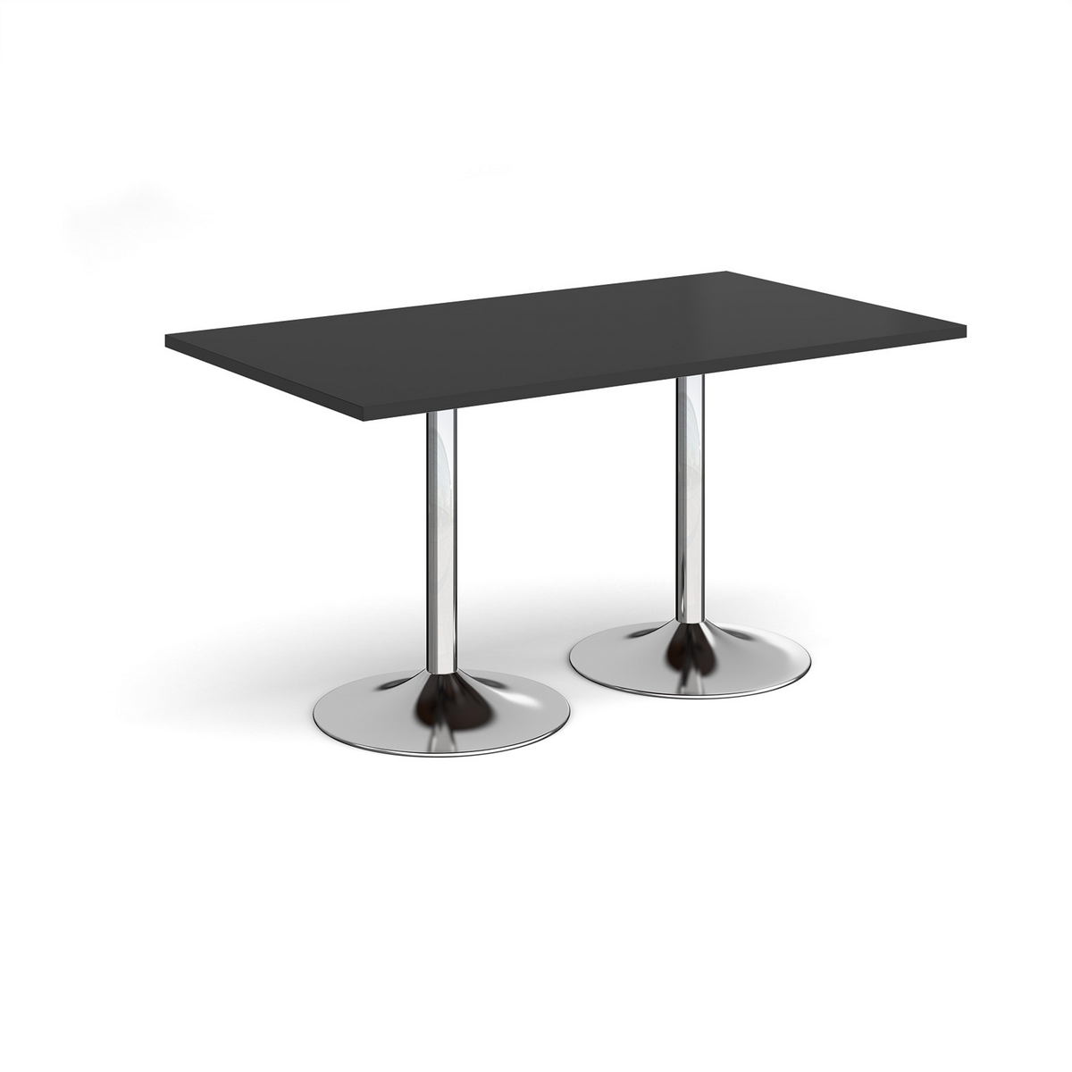 Picture of Genoa rectangular dining table with chrome trumpet base 1400mm x 800mm - Black