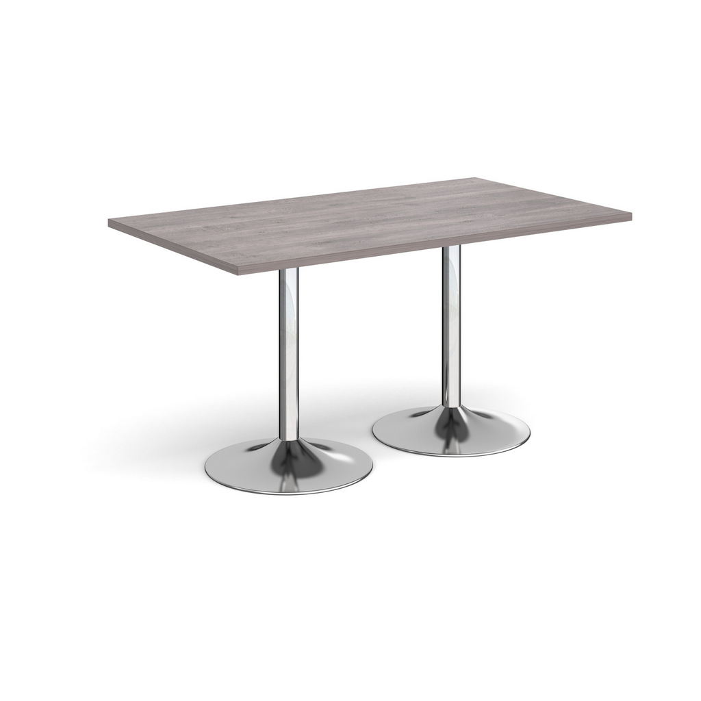 Picture of Genoa rectangular dining table with chrome trumpet base 1400mm x 800mm - grey oak