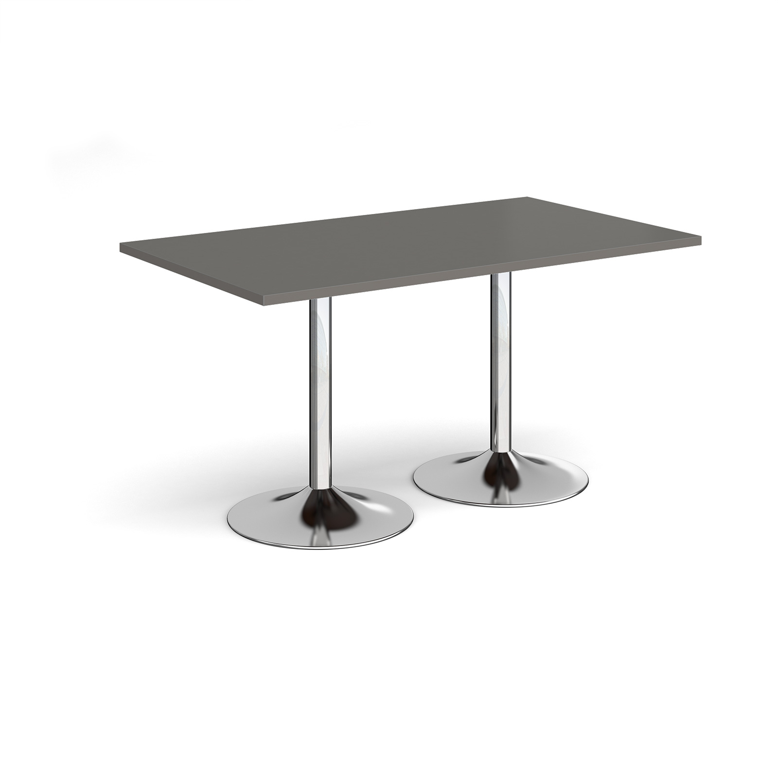 Picture of Genoa rectangular dining table with chrome trumpet base 1400mm x 800mm - Onyx Grey