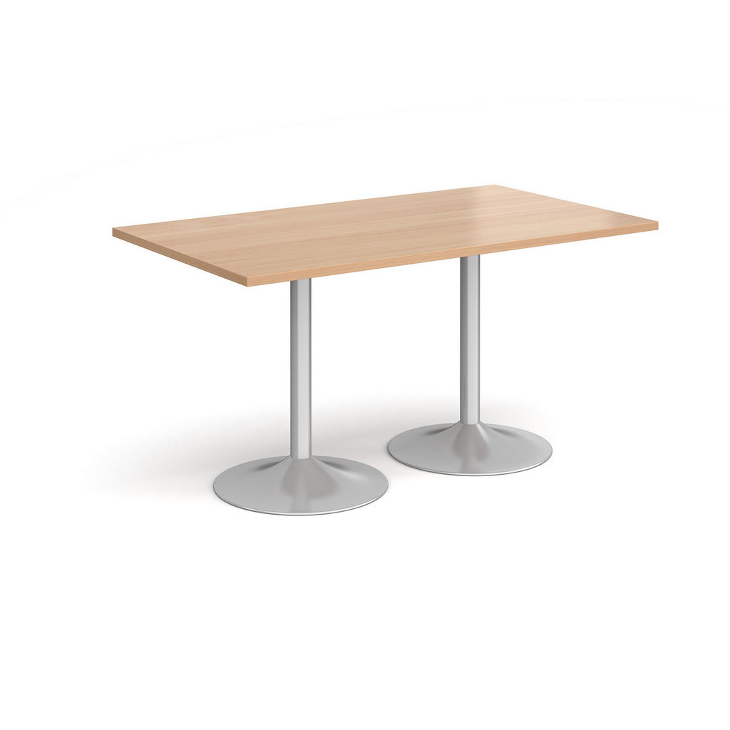 Picture of Genoa rectangular dining table with silver trumpet base 1400mm x 800mm - beech