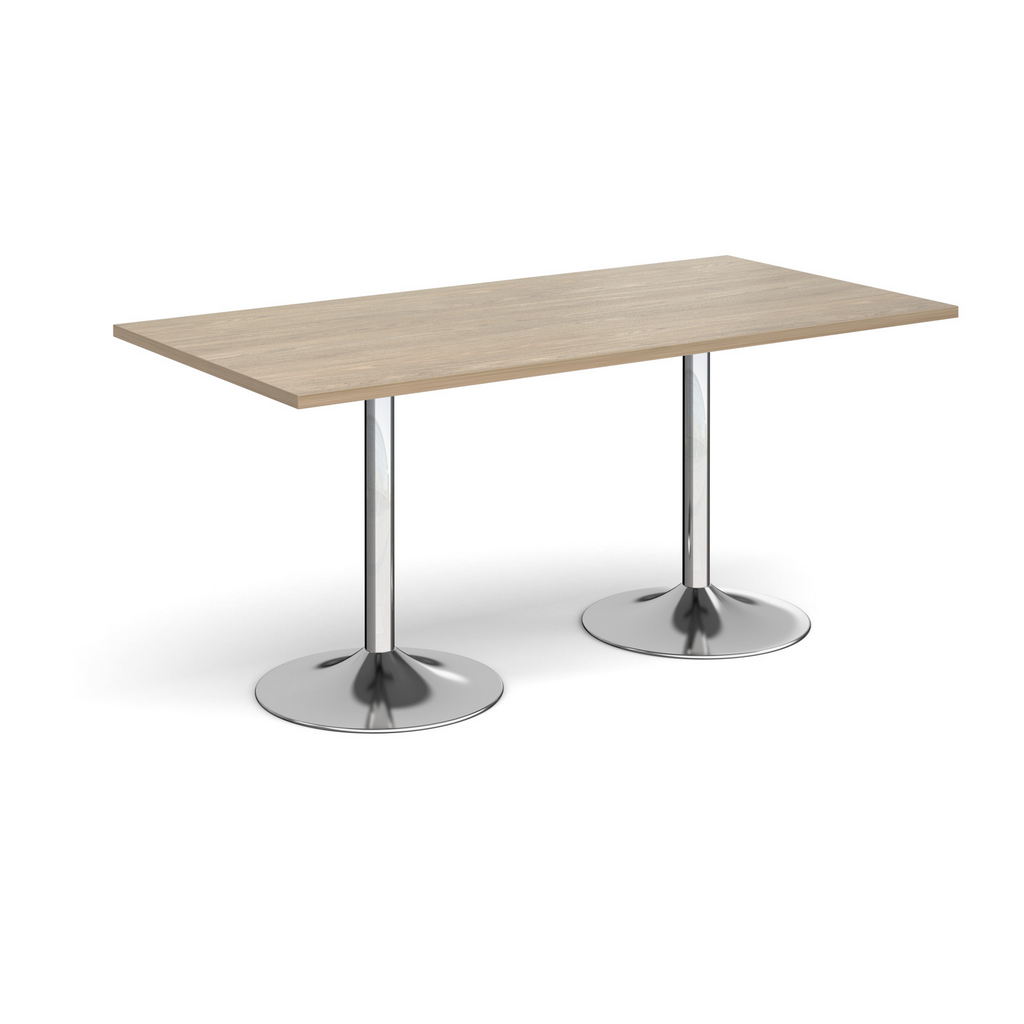 Picture of Genoa rectangular dining table with chrome trumpet base 1600mm x 800mm - barcelona walnut
