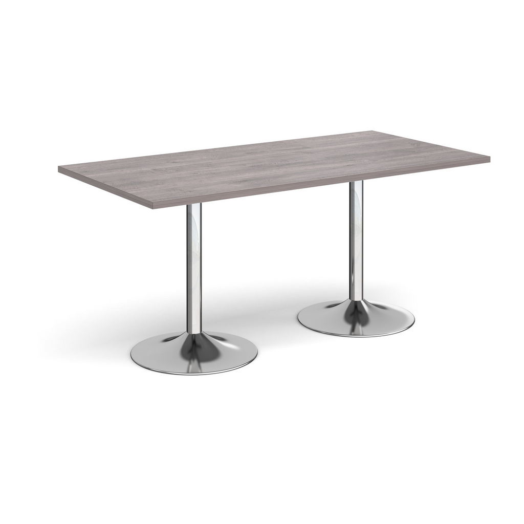 Picture of Genoa rectangular dining table with chrome trumpet base 1600mm x 800mm - grey oak