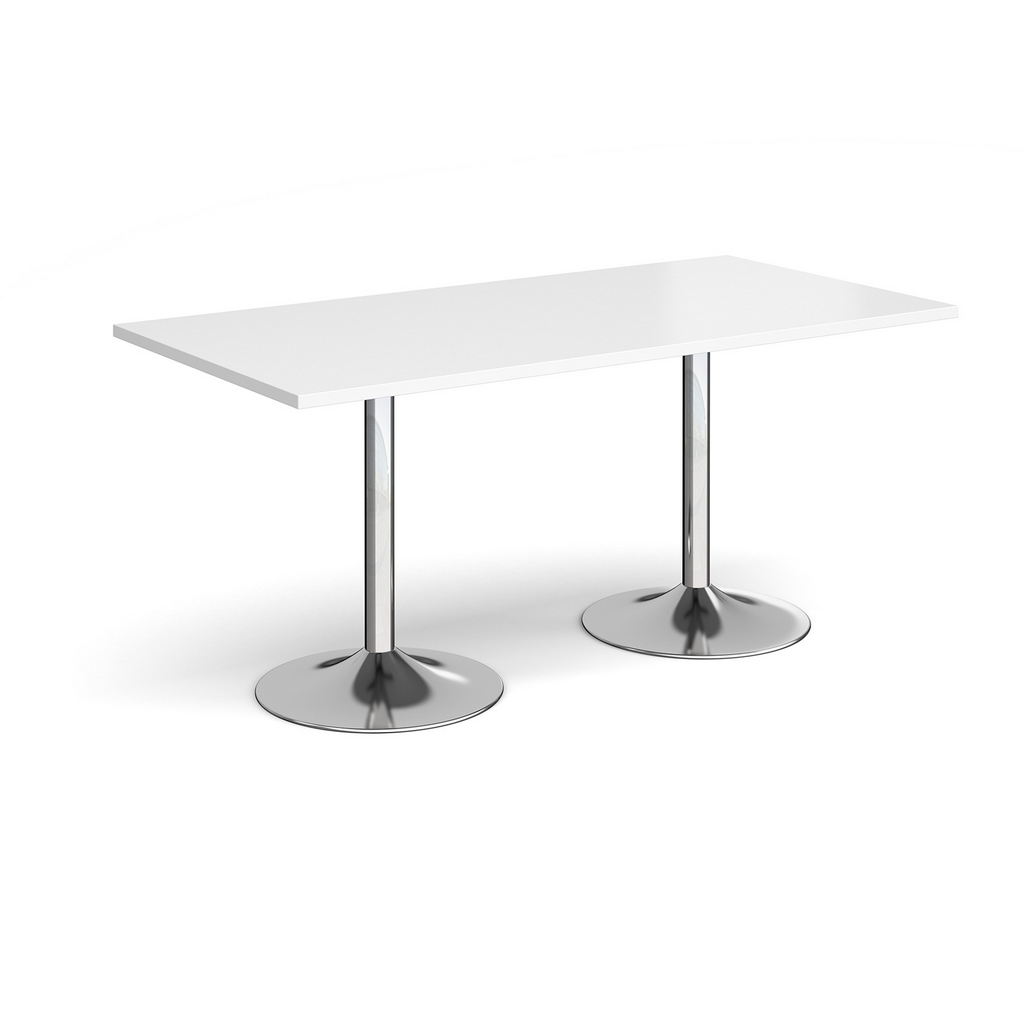 Picture of Genoa rectangular dining table with chrome trumpet base 1600mm x 800mm - white