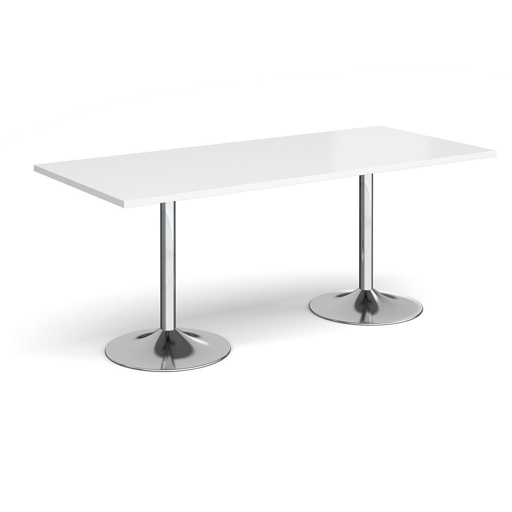 Picture of Genoa rectangular dining table with chrome trumpet base 1800mm x 800mm - white