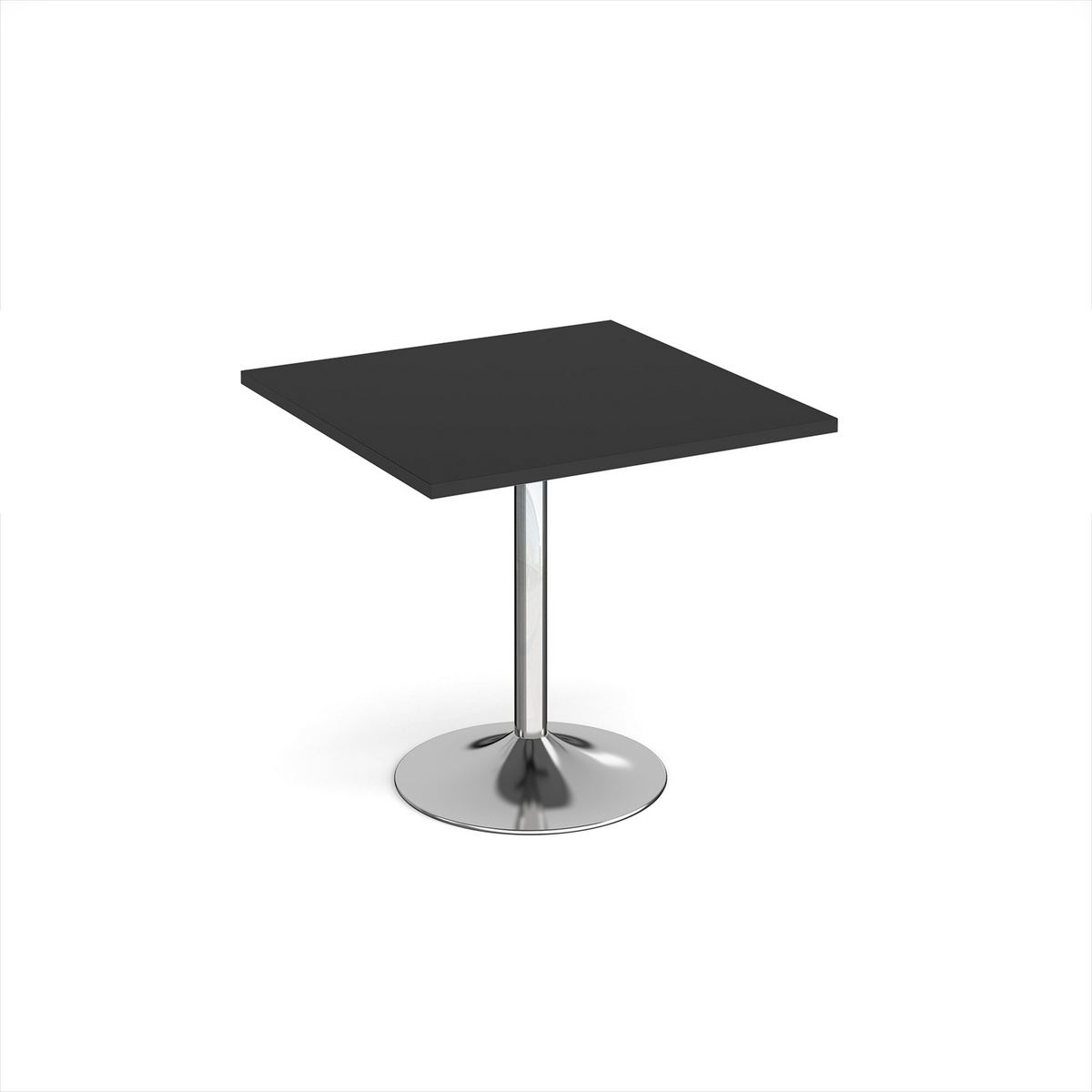 Picture of Genoa square dining table with chrome trumpet base 800mm - Black