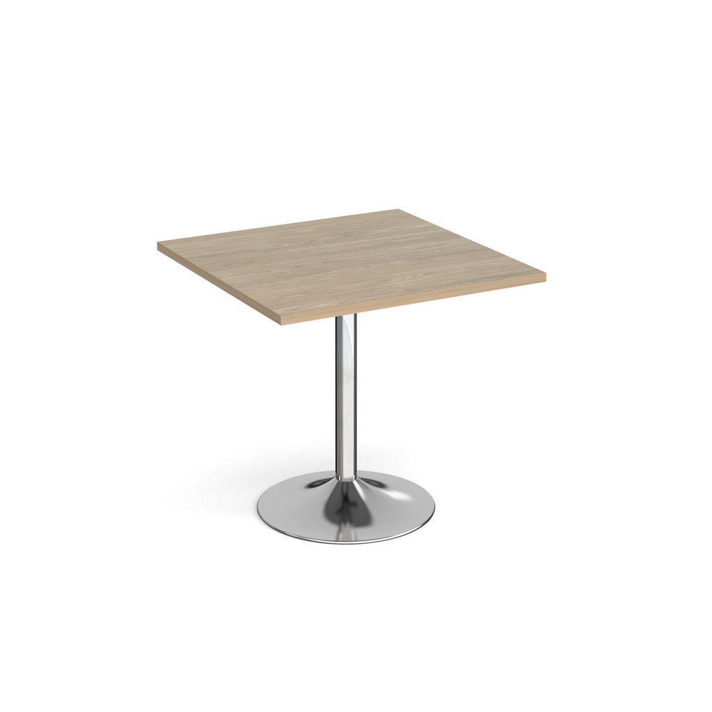 Picture of Genoa square dining table with chrome trumpet base 800mm - barcelona walnut