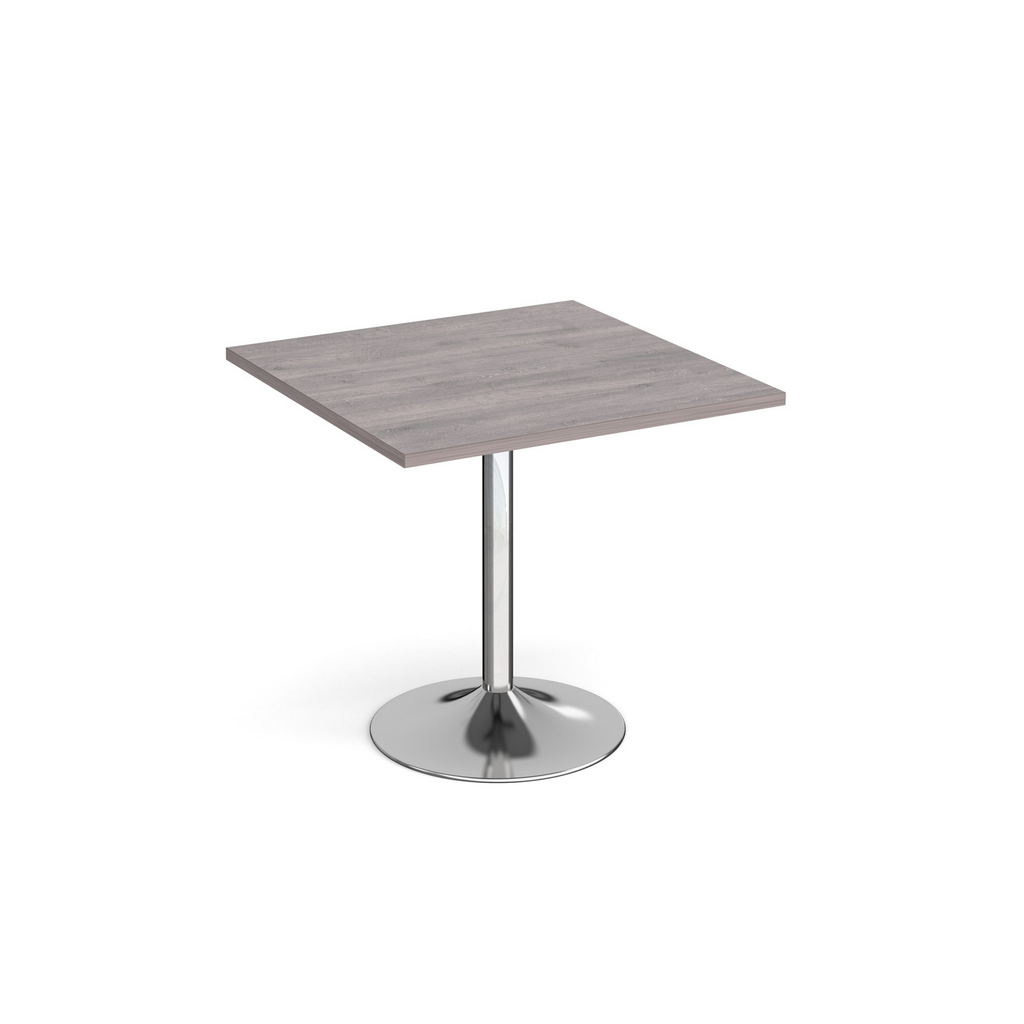 Picture of Genoa square dining table with chrome trumpet base 800mm - grey oak
