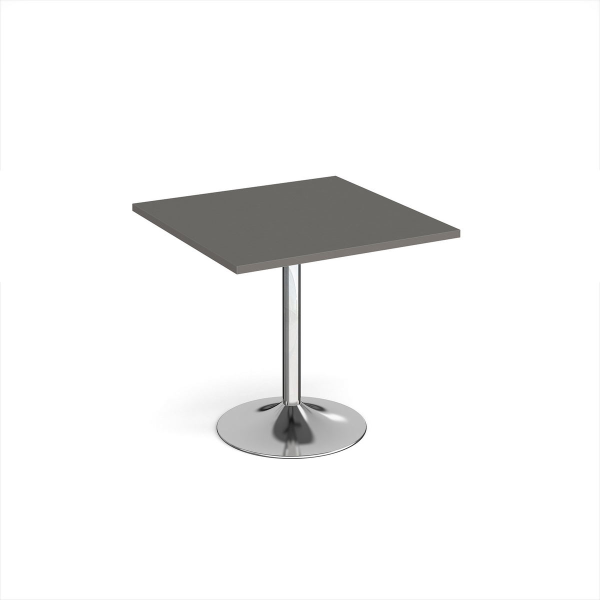 Picture of Genoa square dining table with chrome trumpet base 800mm - Onyx Grey