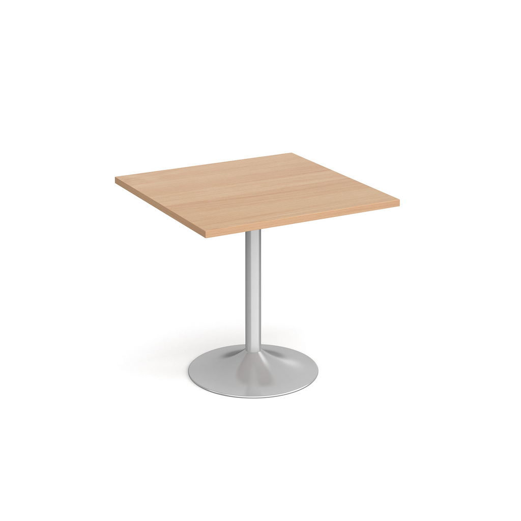 Picture of Genoa square dining table with silver trumpet base 800mm - beech