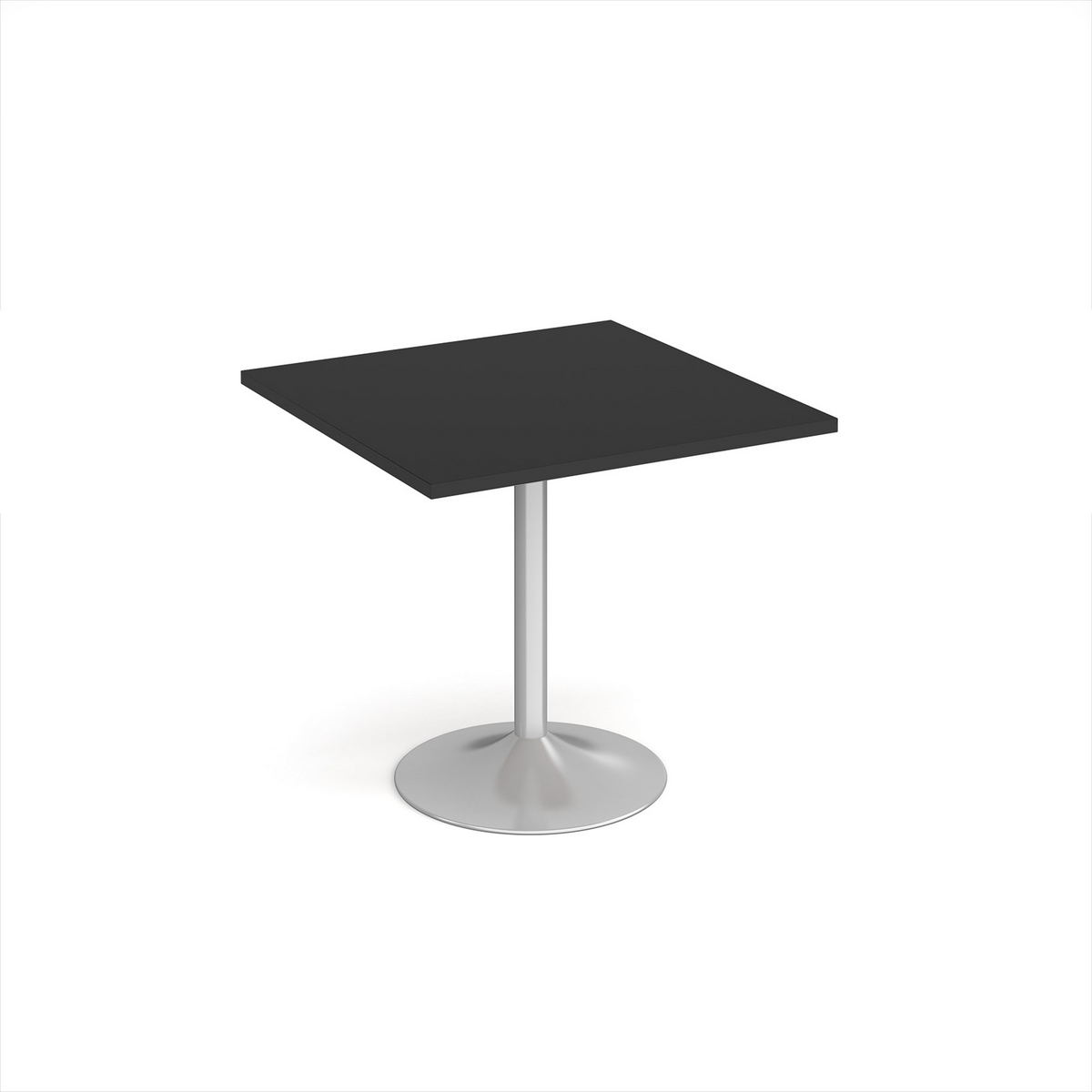 Picture of Genoa square dining table with silver trumpet base 800mm - Black