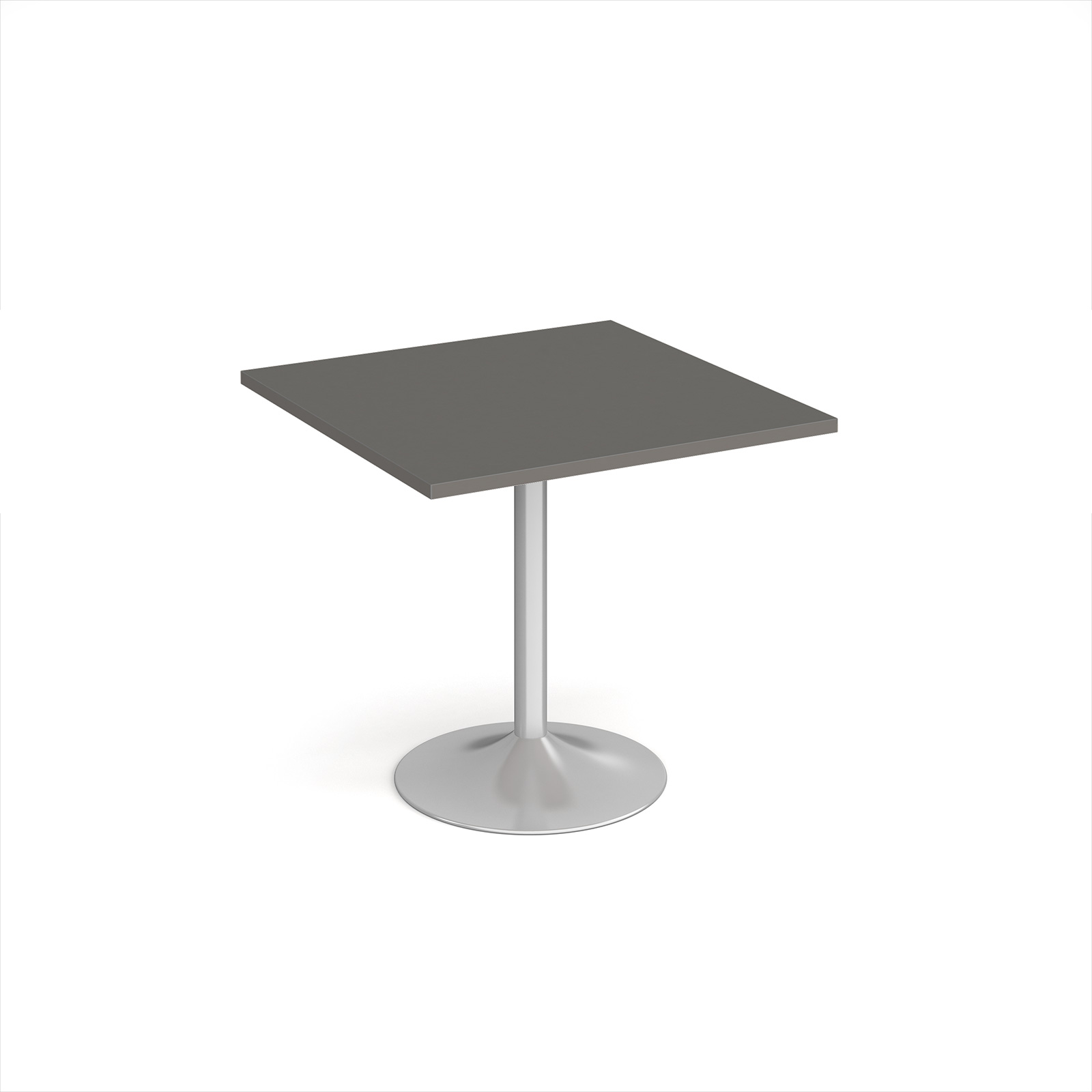 Picture of Genoa square dining table with silver trumpet base 800mm - Onyx Grey